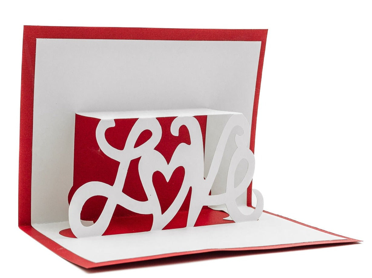 Love Romantic 3D Pop Up Greeting Card for Valentine&