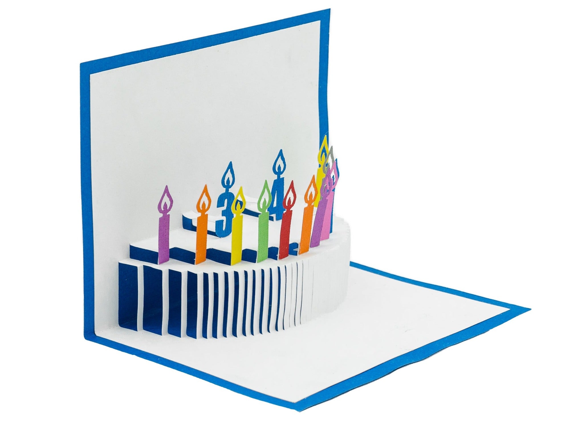 Birthday Cake Customizable 3D Pop Up Card - Personalized Celebration Greeting with Vibrant Candles