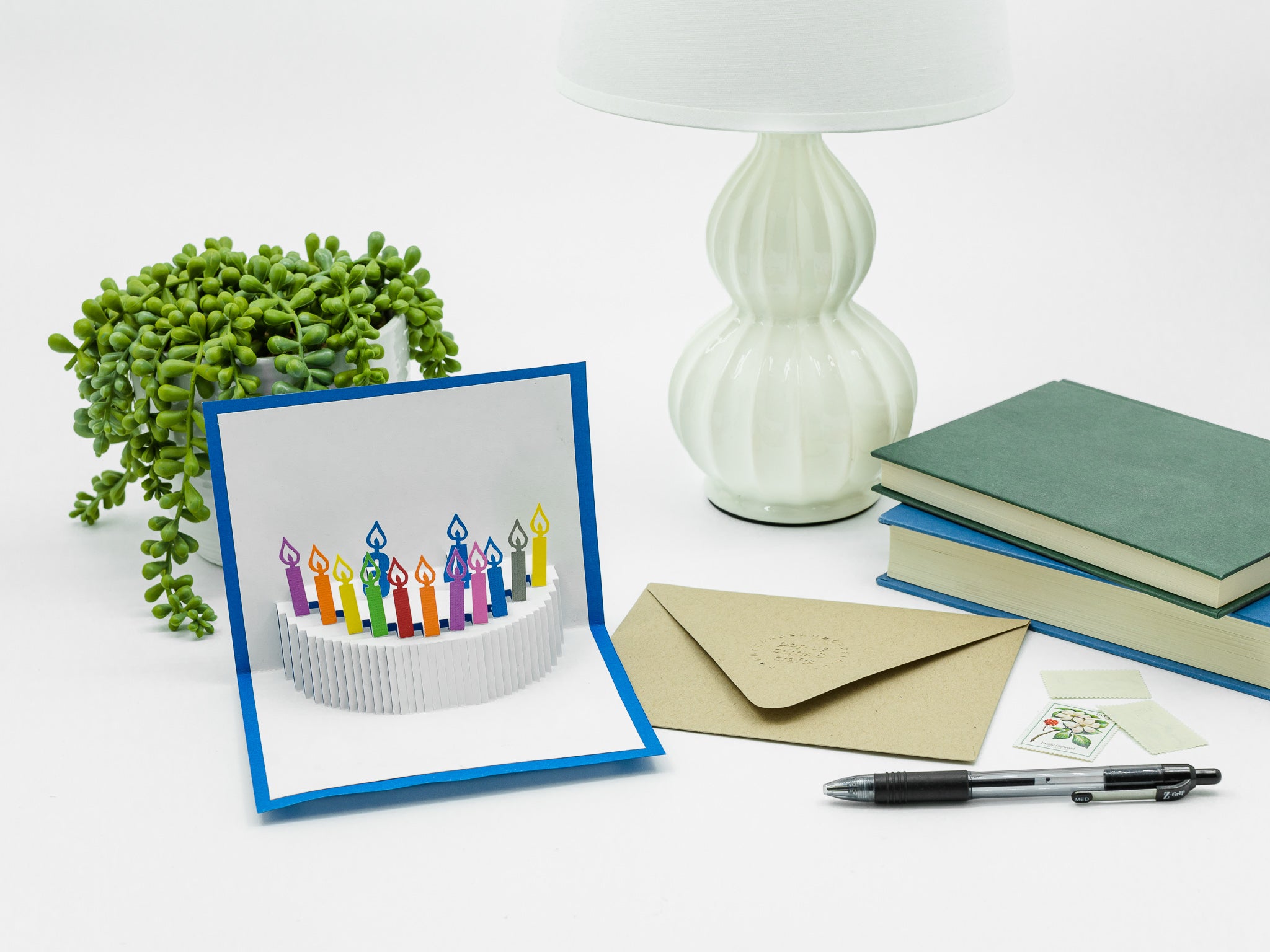 Birthday Cake Customizable 3D Pop Up Card - Personalized Celebration Greeting with Vibrant Candles
