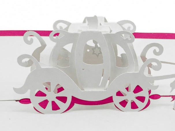 Princess Cinderella Carriage 3D Pop Up Card: Enchanting Fairytale Birthday Greeting for Magical Celebrations Blank Greeting Card for Her