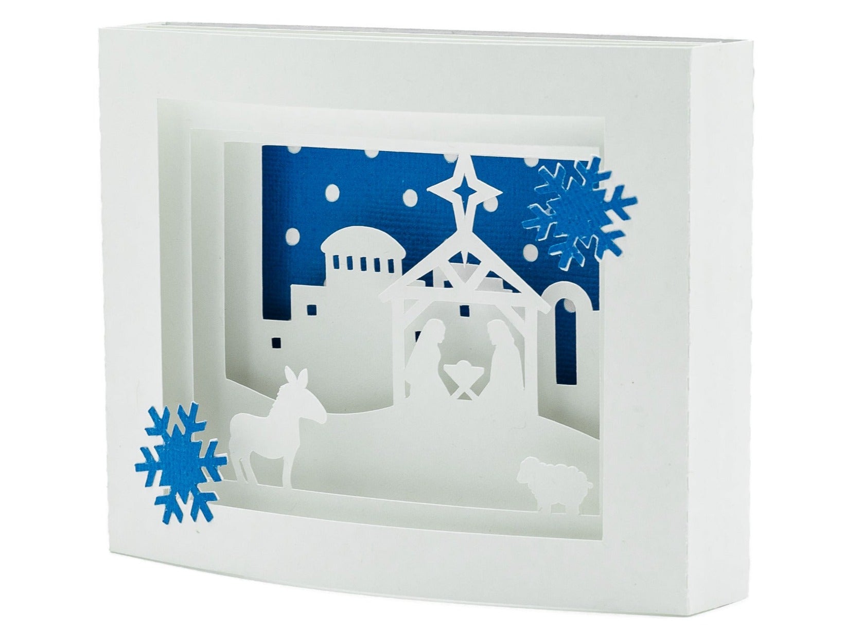 Nativity Silent Night Over Jerusalem Shadow Box, Pop Up 3D Christmas Card, Holiday Keepsake, Handcrafted Greeting Card
