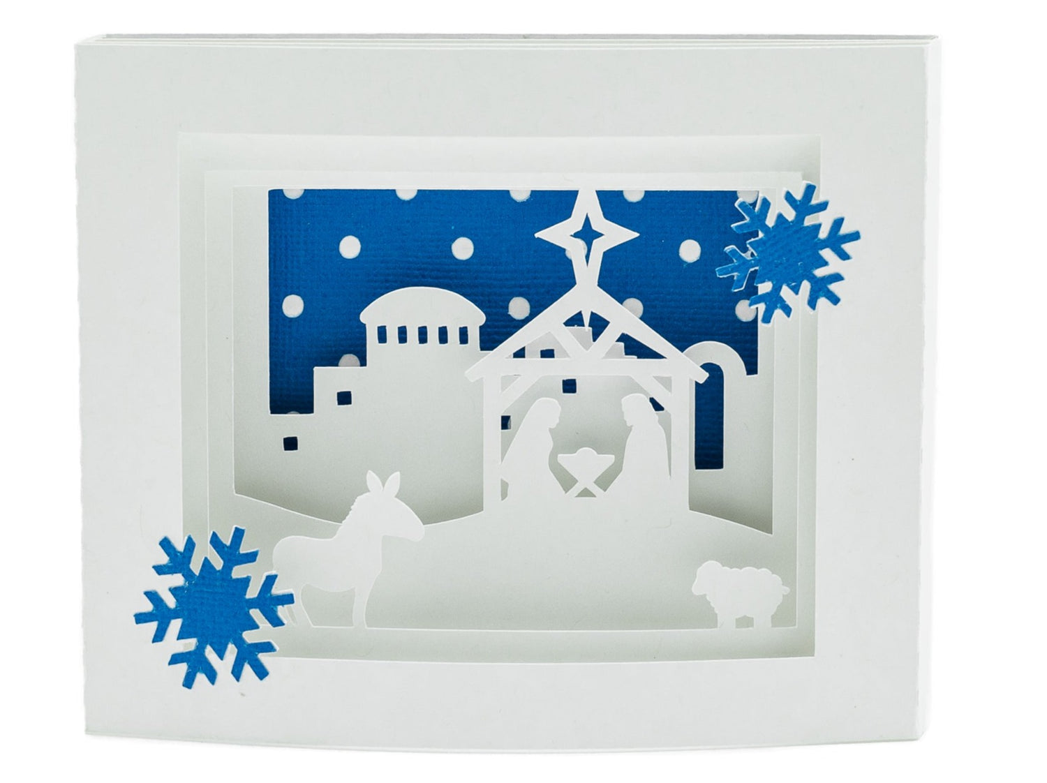 Nativity Silent Night Over Jerusalem Shadow Box, Pop Up 3D Christmas Card, Holiday Keepsake, Handcrafted Greeting Card