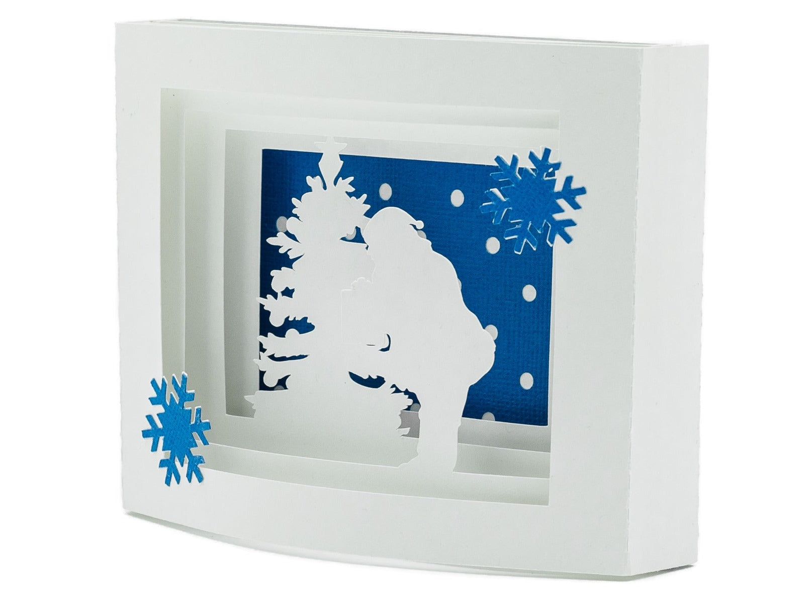 Bulk Set of 12 Santa Claus Delivering Christmas Eve Presents Shadow Box Pop Up 3D Greeting Card