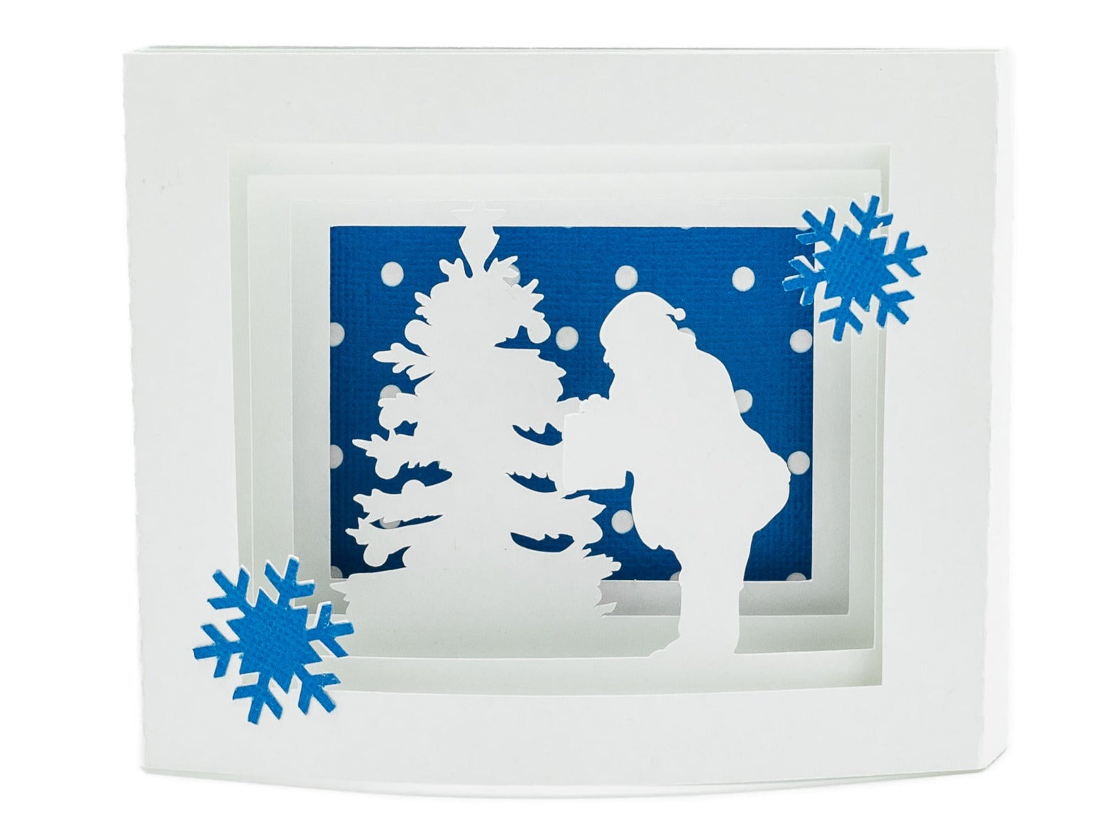 Bulk Set of 12 Santa Claus Delivering Christmas Eve Presents Shadow Box Pop Up 3D Greeting Card
