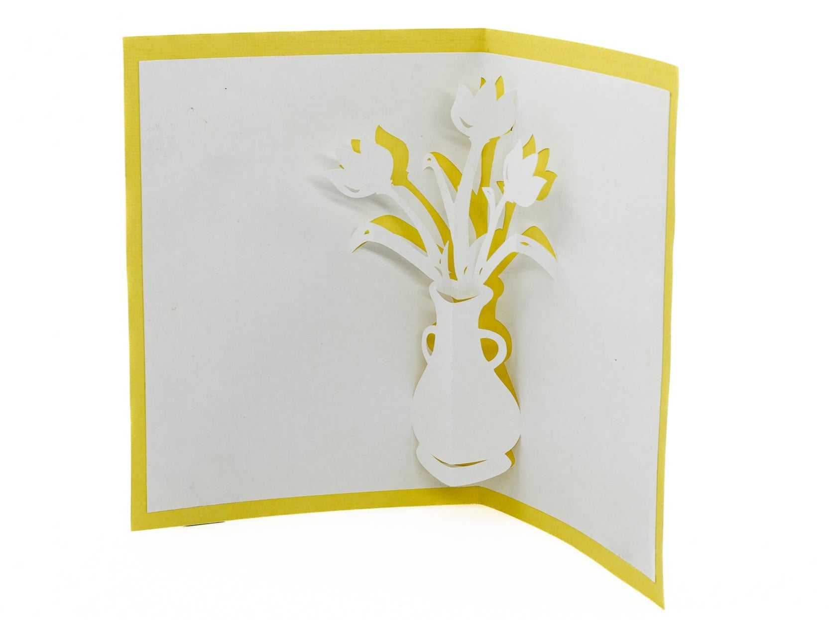 Springtime Tulip Flower Vase Pop Up Card, Floral Greeting Card, Unique Handmade Mother&