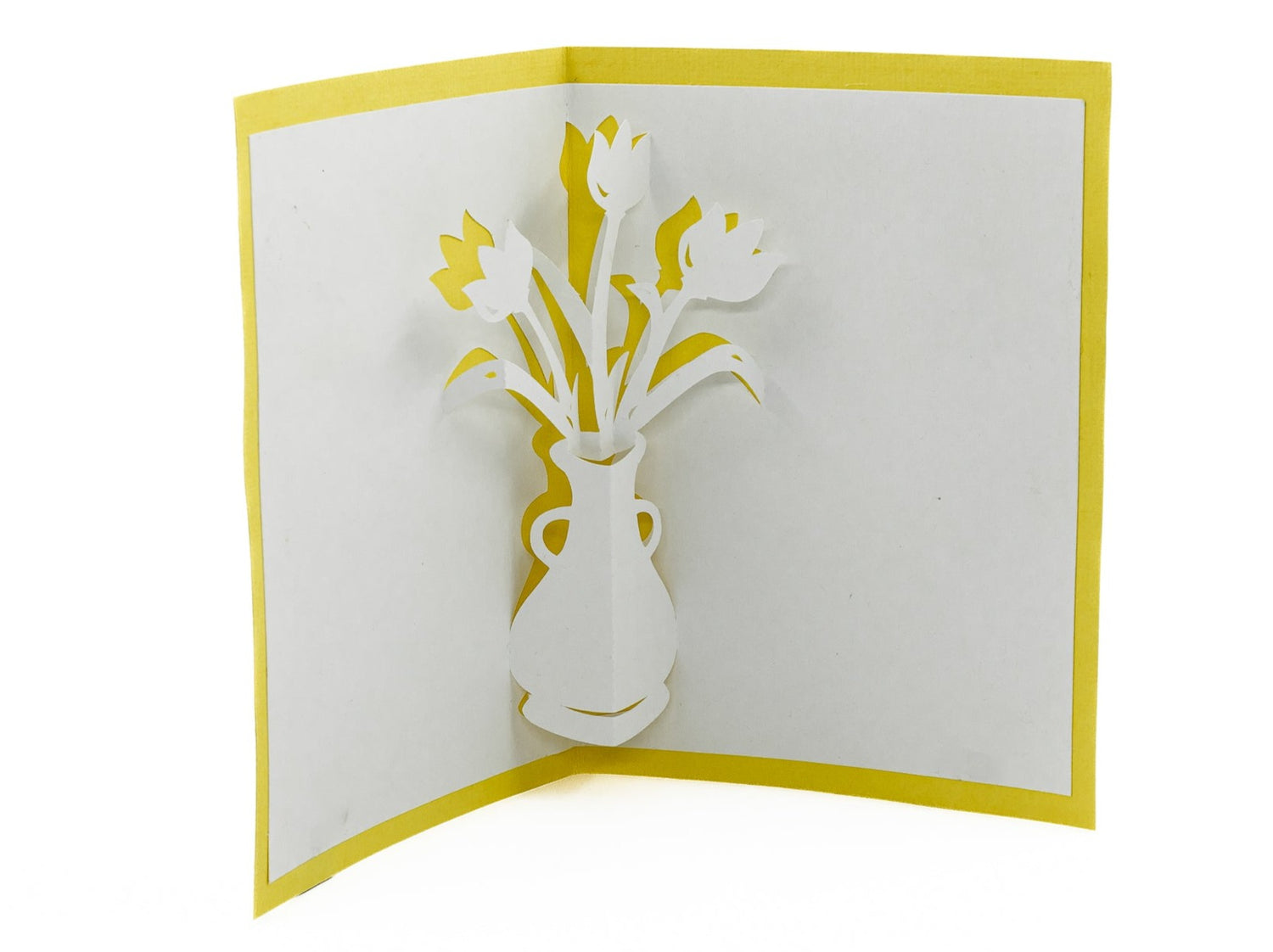 Springtime Tulip Flower Vase Pop Up Card, Floral Greeting Card, Unique Handmade Mother&