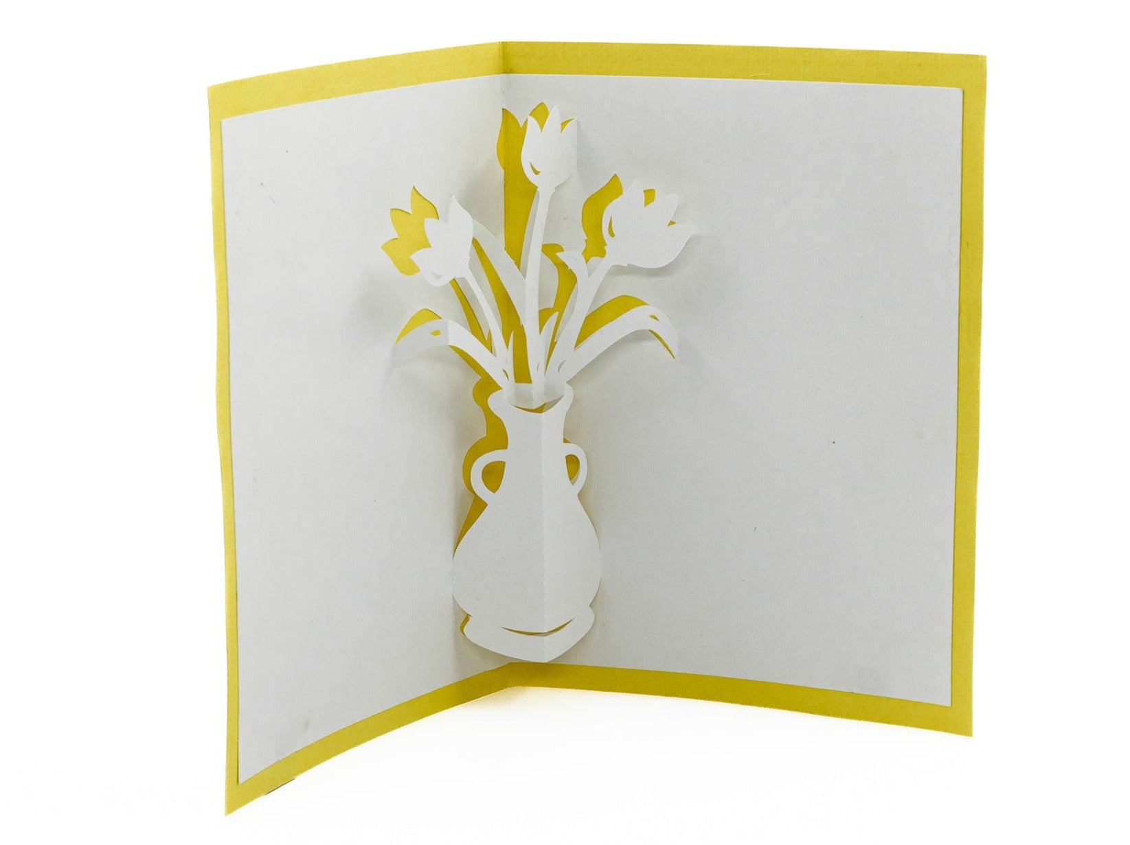 Springtime Tulip Flower Vase Pop Up Card, Floral Greeting Card, Unique Handmade Mother&