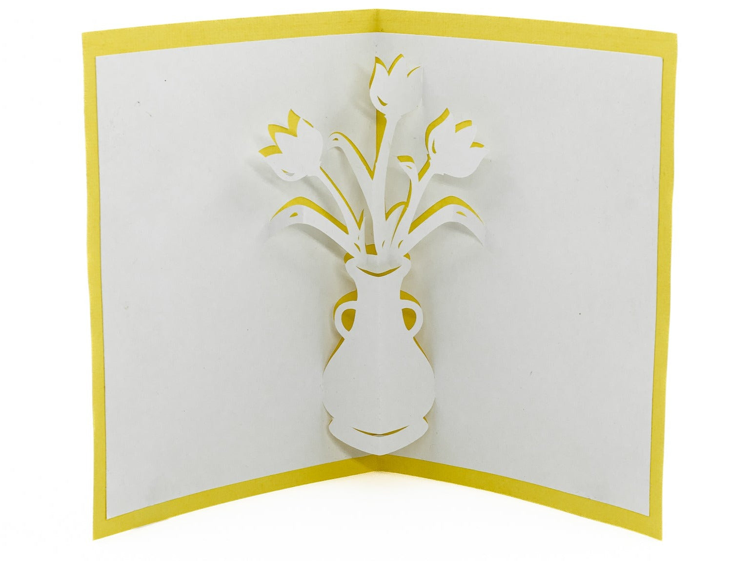 Springtime Tulip Flower Vase Pop Up Card, Floral Greeting Card, Unique Handmade Mother&