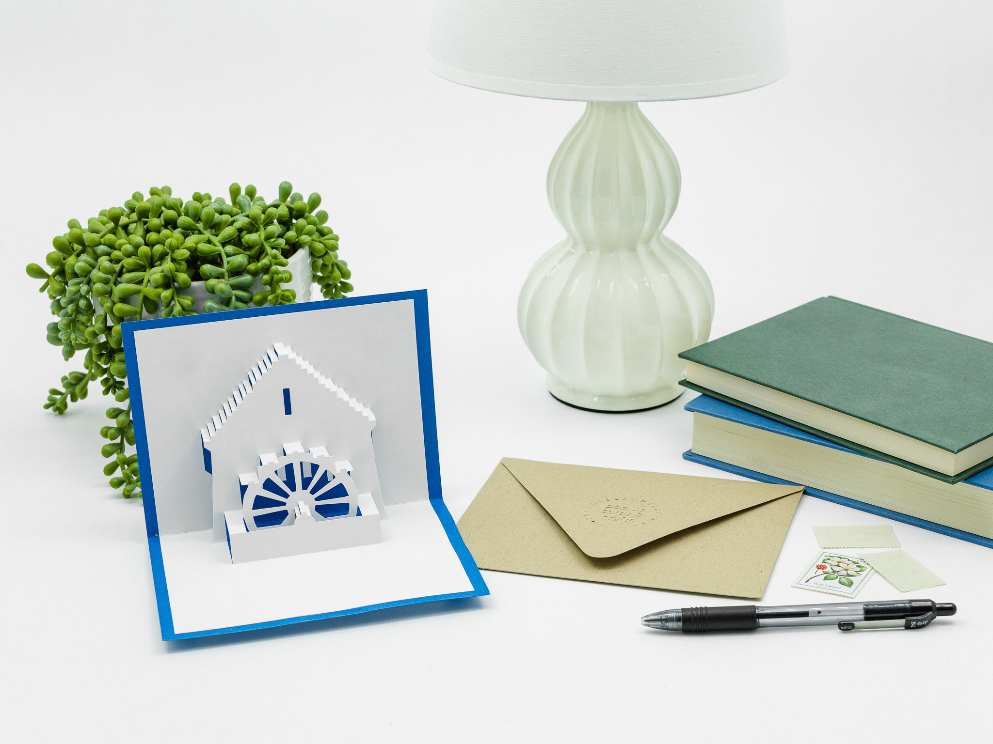 Waterwheel 3D Pop Up Greeting Card: Sympathy, Thinking of You, Encouragement, Rustic Countryside Charm