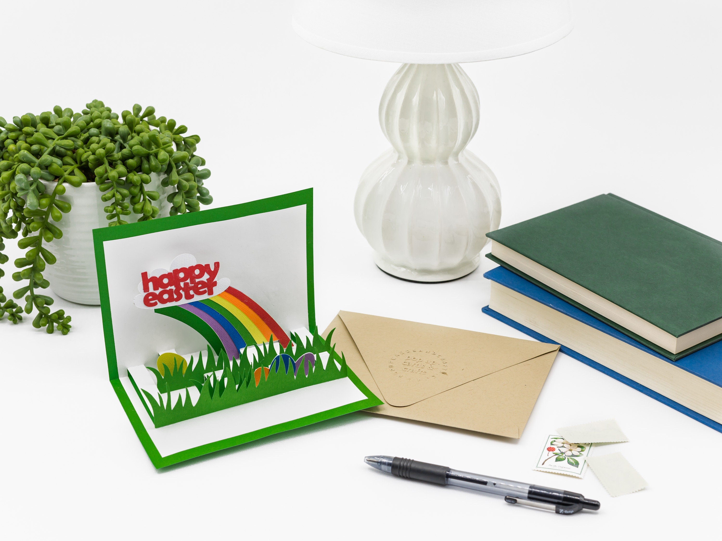 Happy Easter 3D Pop Up Greeting Card: Vibrant Rainbow Egg Hunt Adventure - Handmade Spring Celebration Gift