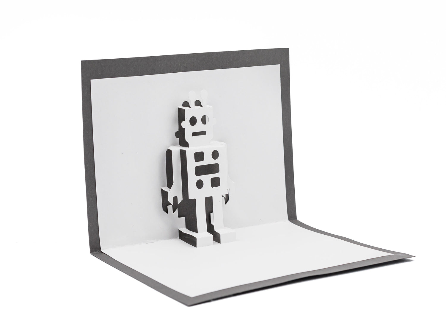 Retro Robot 3D Pop Up Blank Card for Him: Interactive Sci-Fi Design for Boys, Fathers Day, Customizable Futuristic Gift