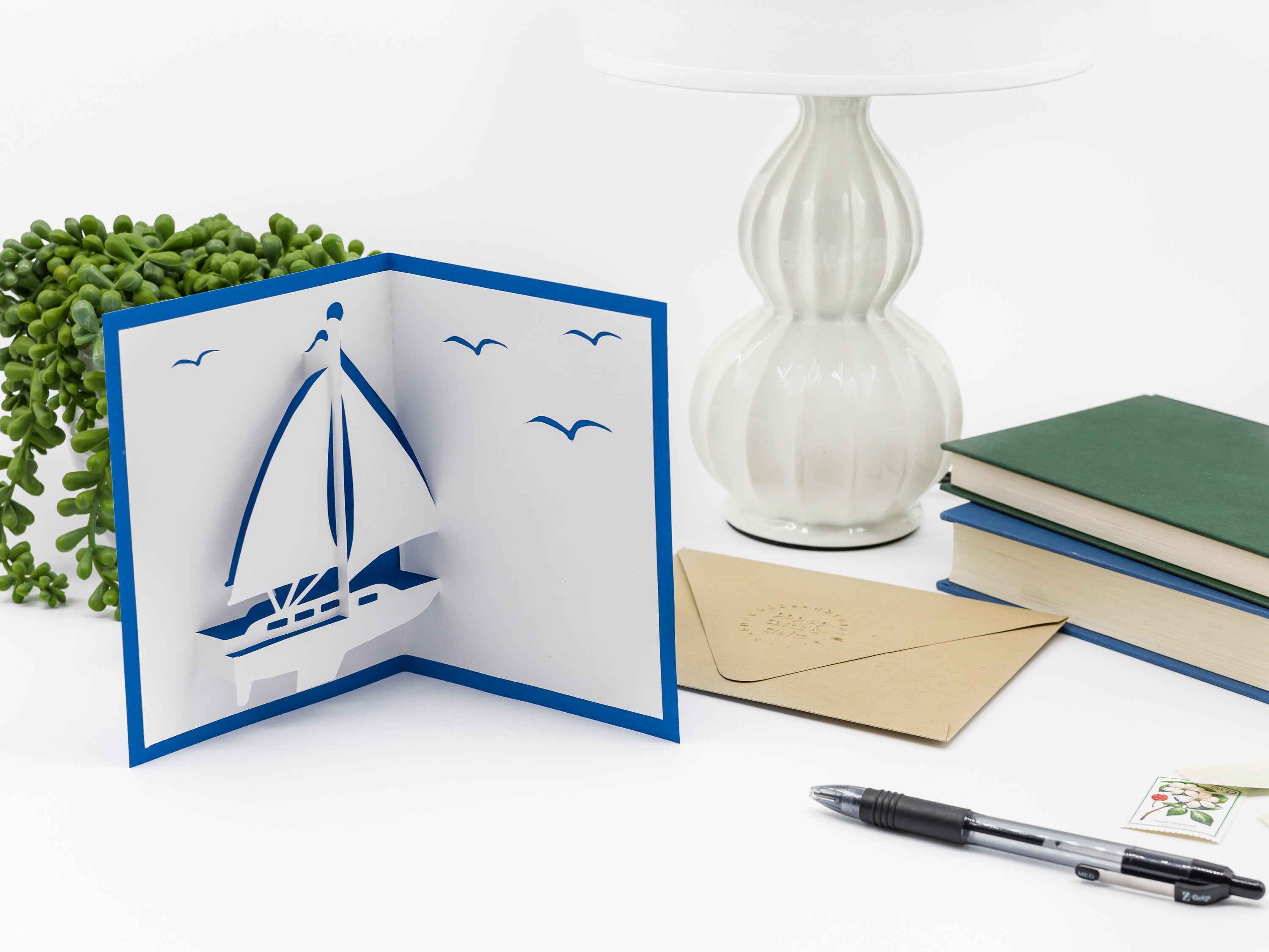 Sailboat 3D Pop Up Card Handmade: Nautical Keepsake for Beach Lovers, Ocean Themed Birthday Greetings
