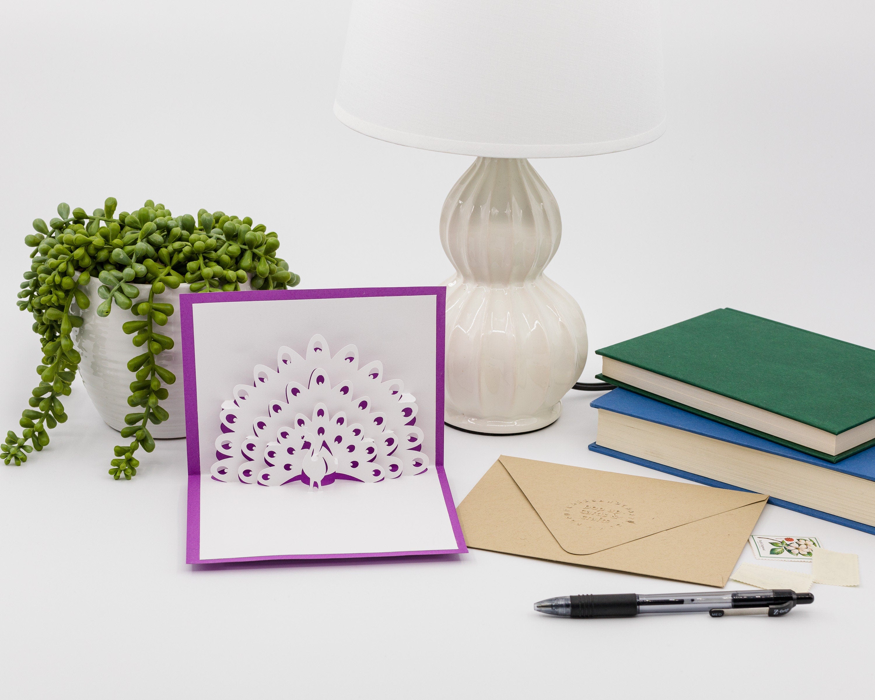 Peacock 3D Pop Up Card: Blank Card for Artisanal Anniversary Birthday, Sympathy, Thinking of You, Friendship, Wedding Gift for Nature Lovers