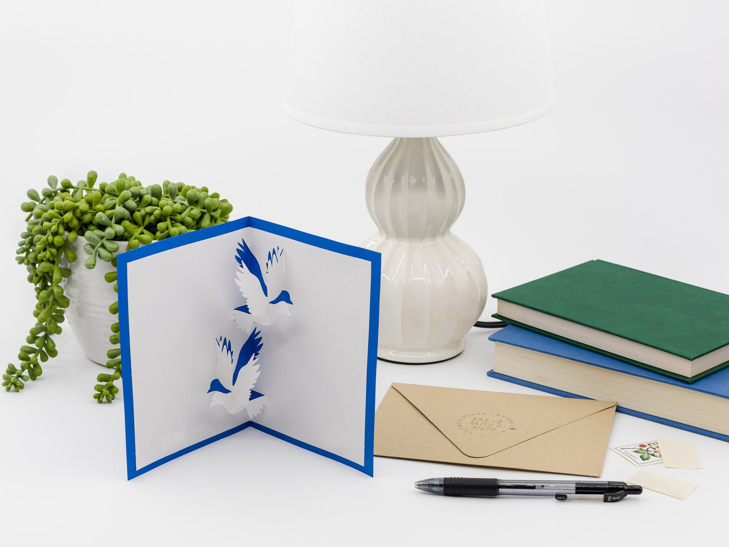 Dove Peaceful 3D Pop Up Greeting Card - Handmade Blank Card Peace Symbol for Sympathy, Baptism, Friendship, Animal Lovers