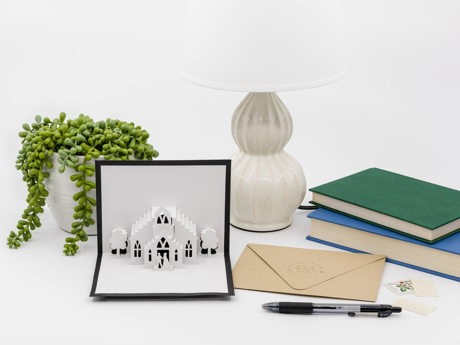Wedding Chapel Elegant 3D Pop Up Card: Romantic Bride & Groom Greeting for Engagement Bridal Shower