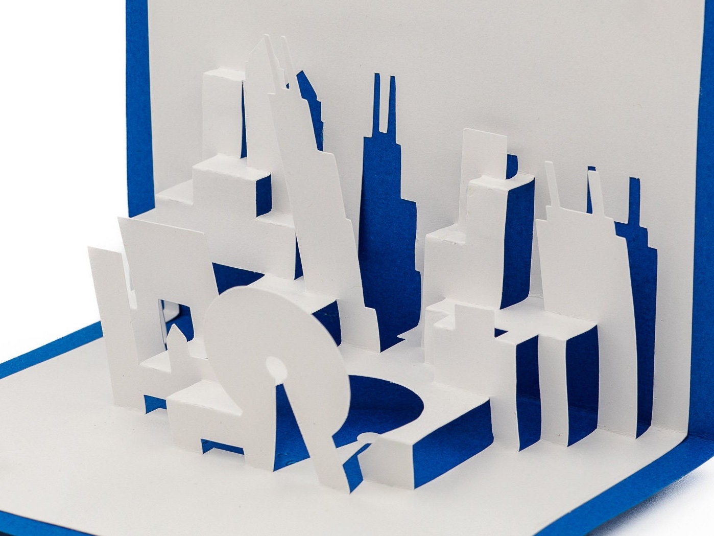 Chicago Skyline 3D Pop Up Card: Iconic Cityscape with Willis Tower, Wrigley Building & Navy Pier Cityscape Greeting