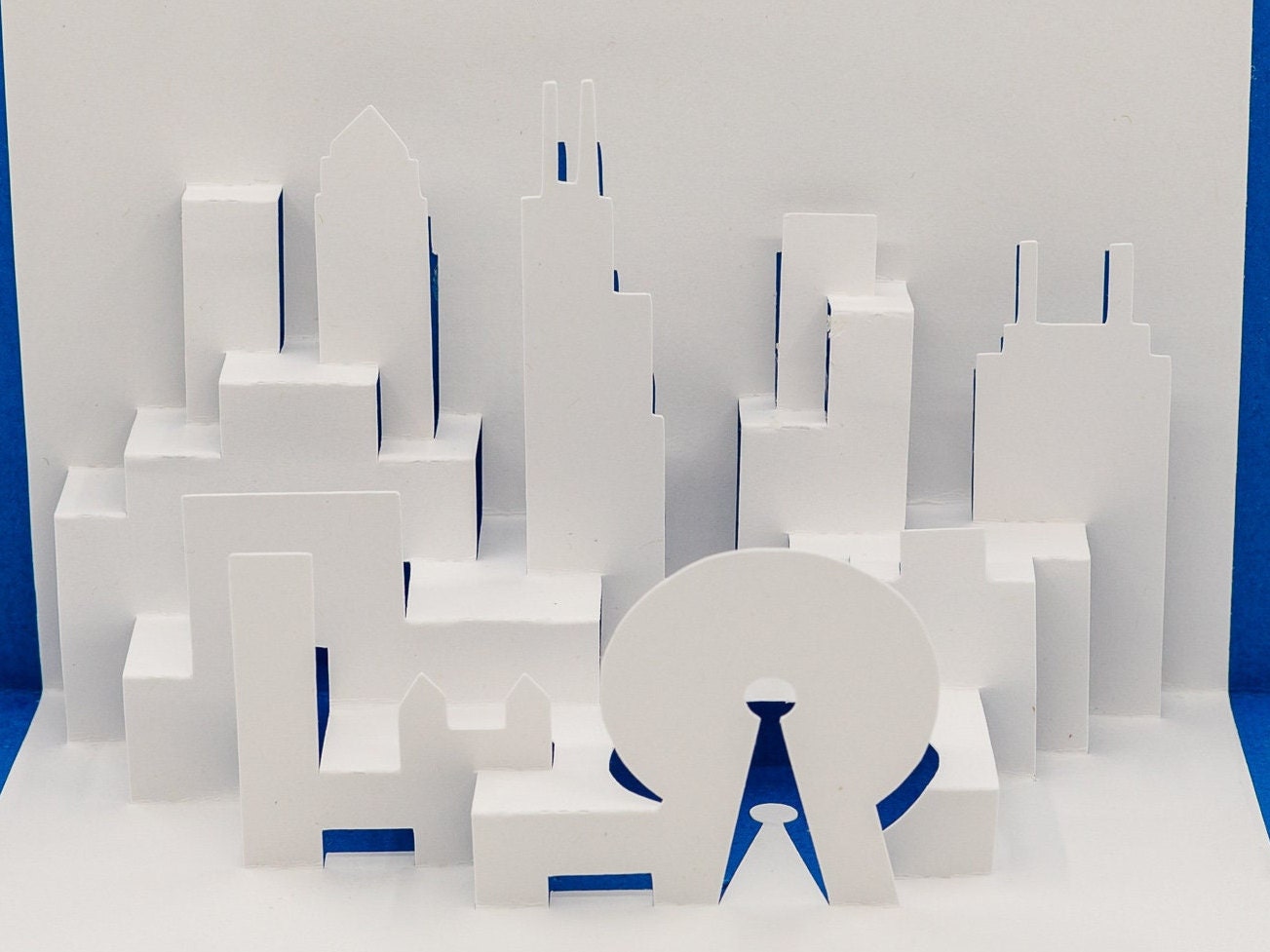 Chicago Skyline 3D Pop Up Card: Iconic Cityscape with Willis Tower, Wrigley Building & Navy Pier Cityscape Greeting