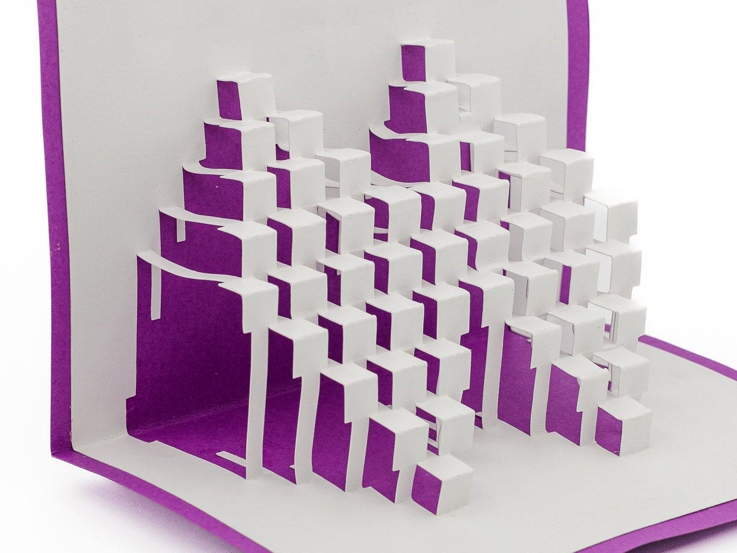 Geometric Kirigami 3D Pop Up Greeting Card Elegant: Handmade Paper Art Sculpture for Unique Greetings & Gifts, Blank Card