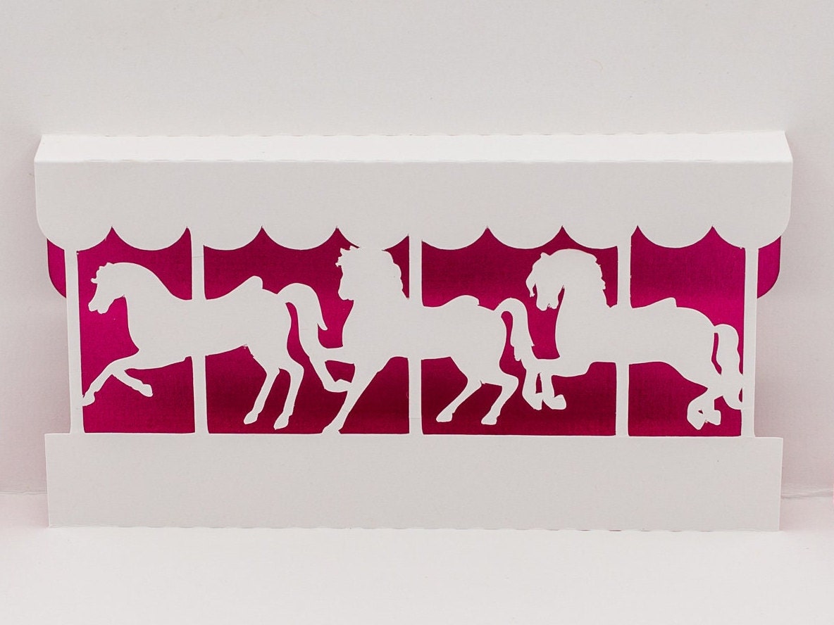 Horse Carousel Pop Up Birthday Greeting Card Enchanting: Blank Girls 3D Card Merry-Go-Round Vibrant Design for Kids Birthday Party