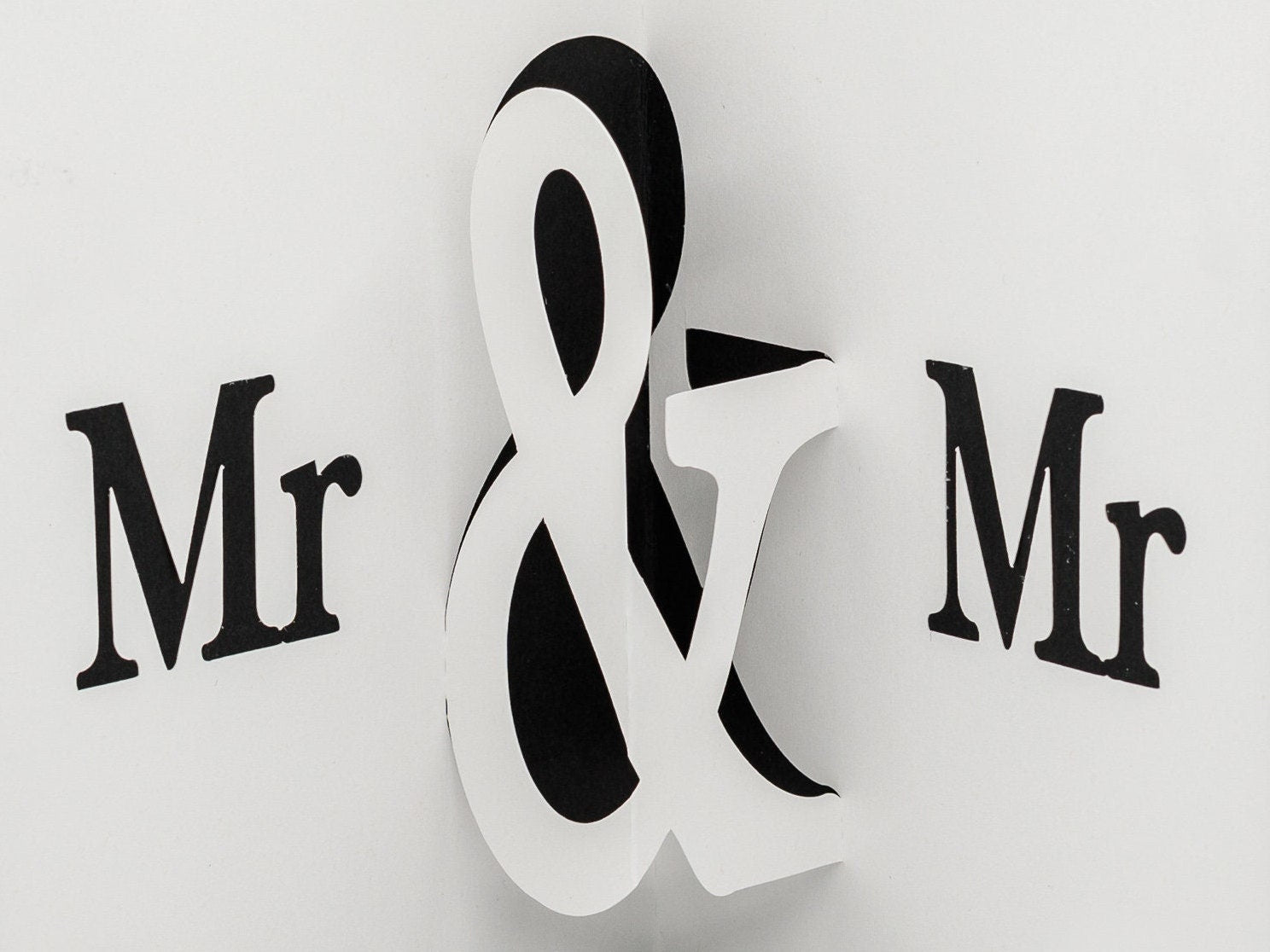 Mr & Mr 3D Pop Up Wedding Card for Gay Couples - Celebratory LGBTQ+ Marriage Greeting Gift for Two Grooms