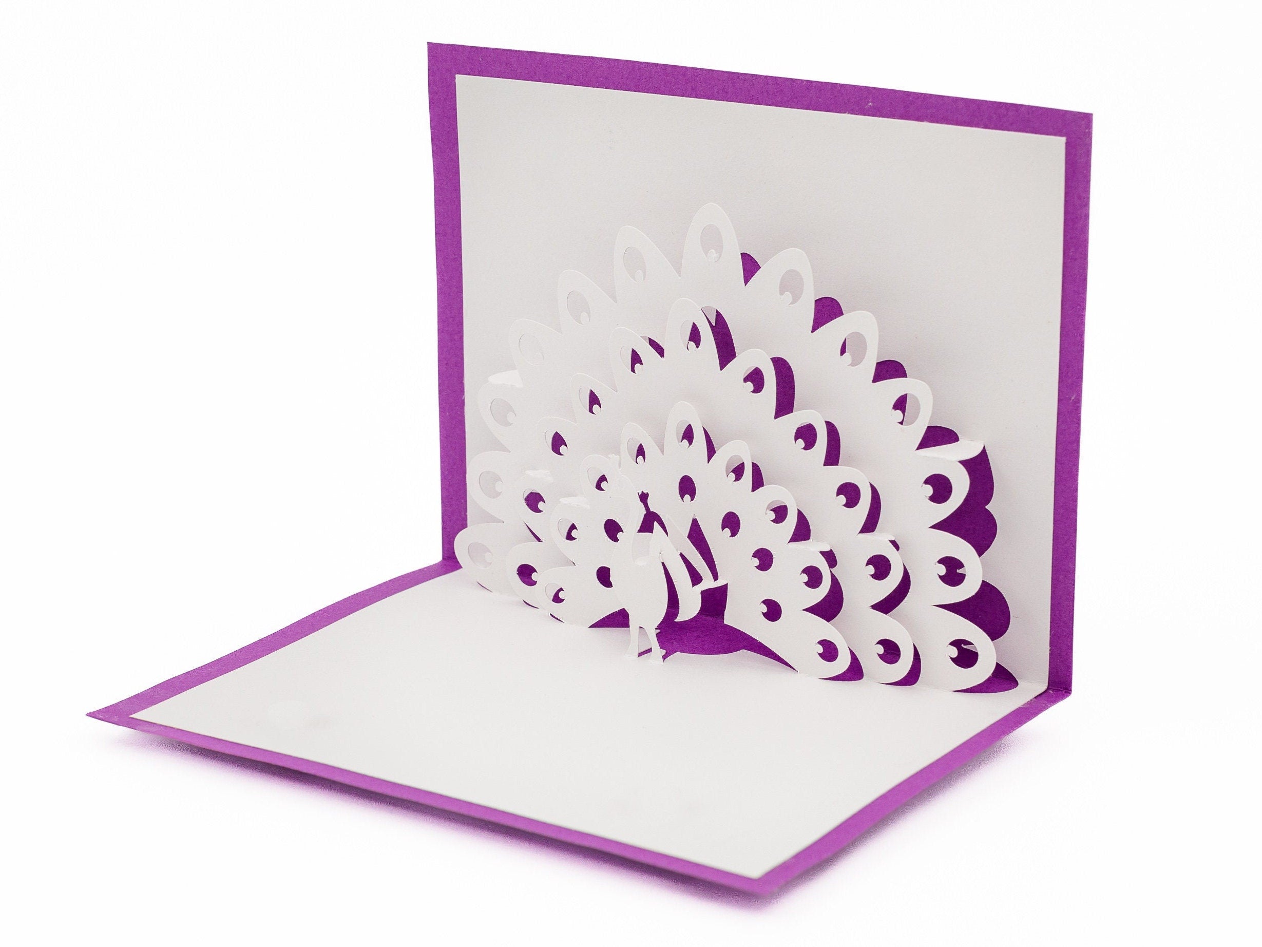 Peacock 3D Pop Up Card: Blank Card for Artisanal Anniversary Birthday, Sympathy, Thinking of You, Friendship, Wedding Gift for Nature Lovers