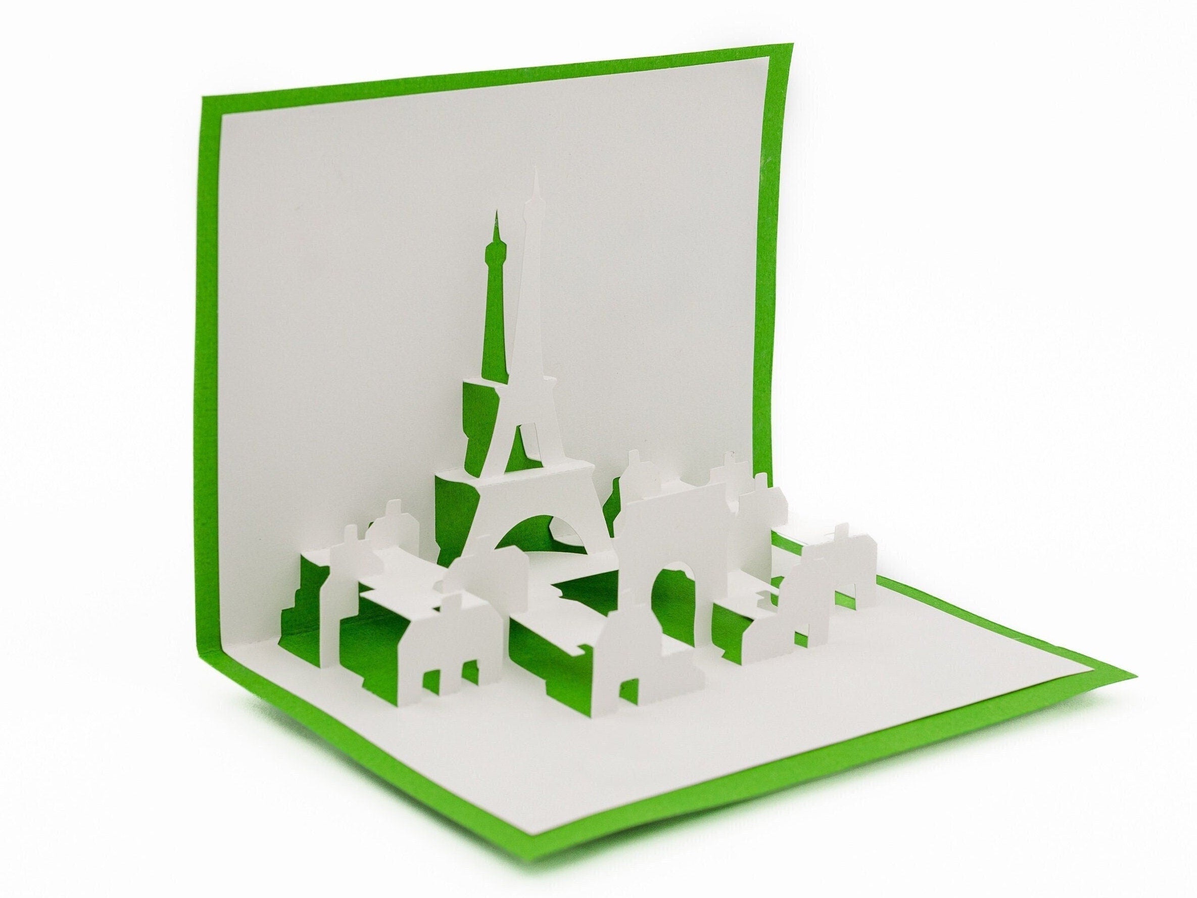 Paris France Skyline 3D Pop Up Card Eiffel Tower Greeting Card, Romantic Travel Keepsake, Notre Dame Cathedral, Arc de Triomphe