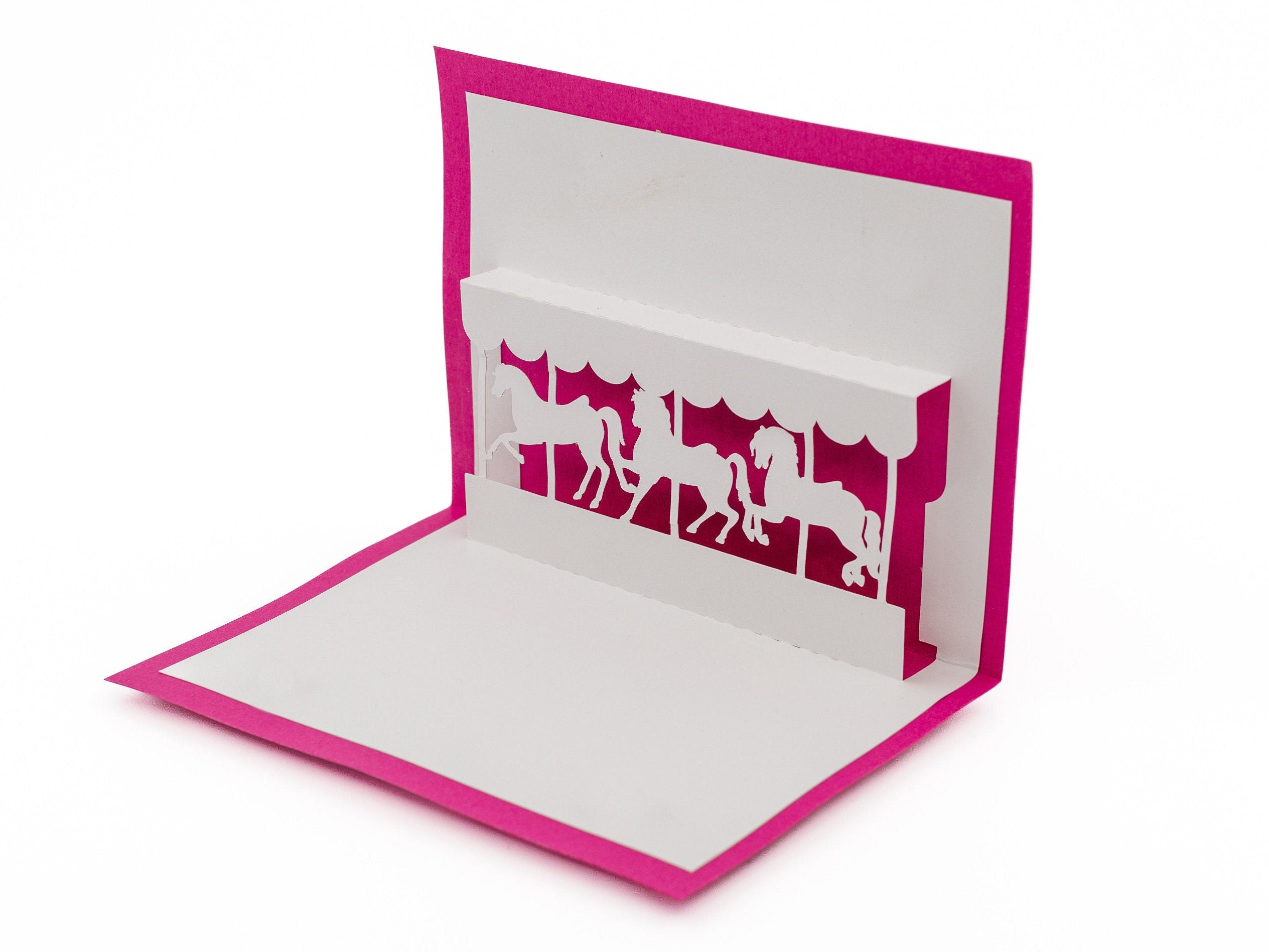 Horse Carousel Pop Up Birthday Greeting Card Enchanting: Blank Girls 3D Card Merry-Go-Round Vibrant Design for Kids Birthday Party
