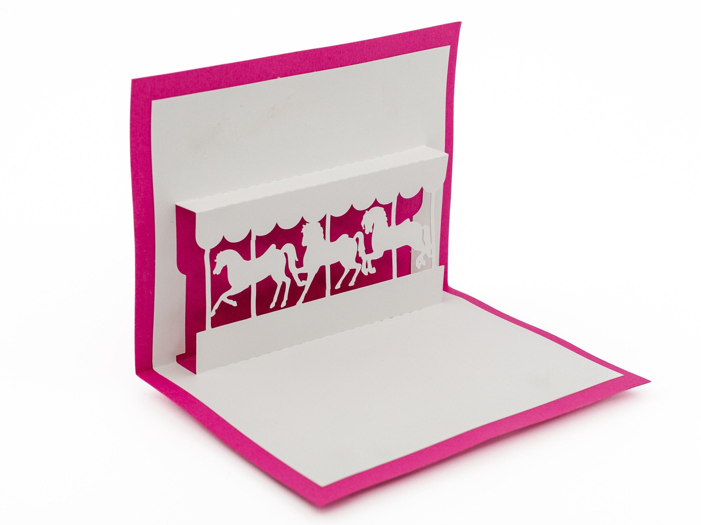 Horse Carousel Pop Up Birthday Greeting Card Enchanting: Blank Girls 3D Card Merry-Go-Round Vibrant Design for Kids Birthday Party