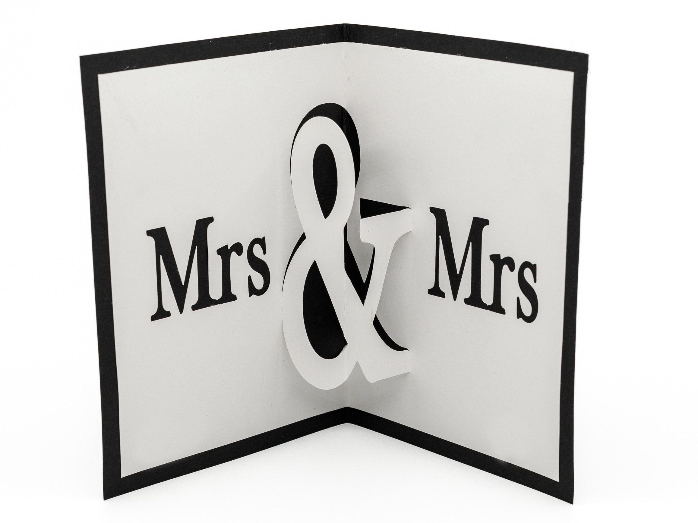 Mrs & Mrs Pop Up Greeting Card: Lesbian Wedding Congratulations, LGBTQ Celebration, Same-Sex Marriage Gift