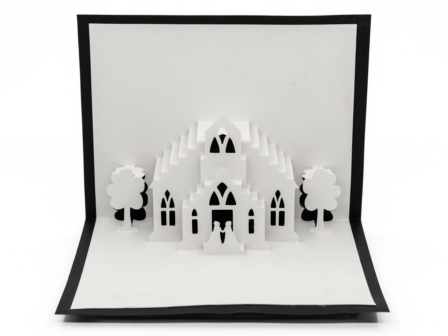 Lesbian Wedding Chapel 3D Pop Up Card - Same-Sex Celebration for Two Brides, LGBTQ+ Engagement Gift