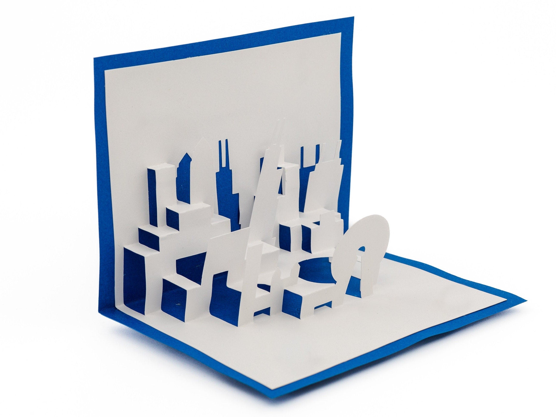 Chicago Skyline 3D Pop Up Card: Iconic Cityscape with Willis Tower, Wrigley Building & Navy Pier Cityscape Greeting