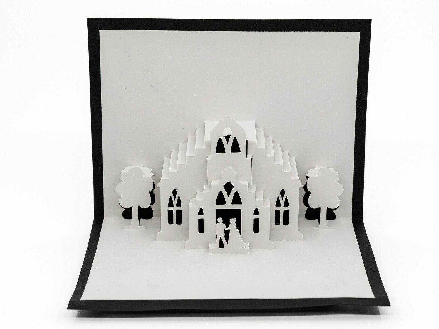 Wedding Chapel Elegant 3D Pop Up Card: Romantic Bride & Groom Greeting for Engagement Bridal Shower