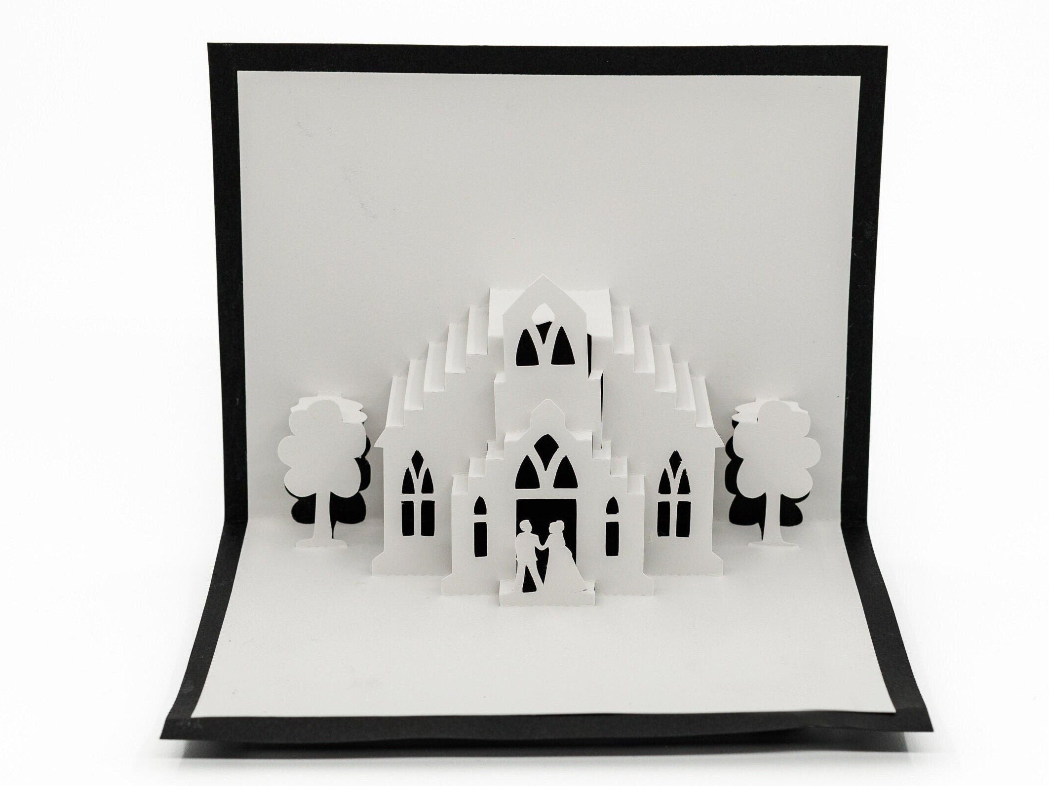 Wedding Chapel Elegant 3D Pop Up Card: Romantic Bride & Groom Greeting for Engagement Bridal Shower