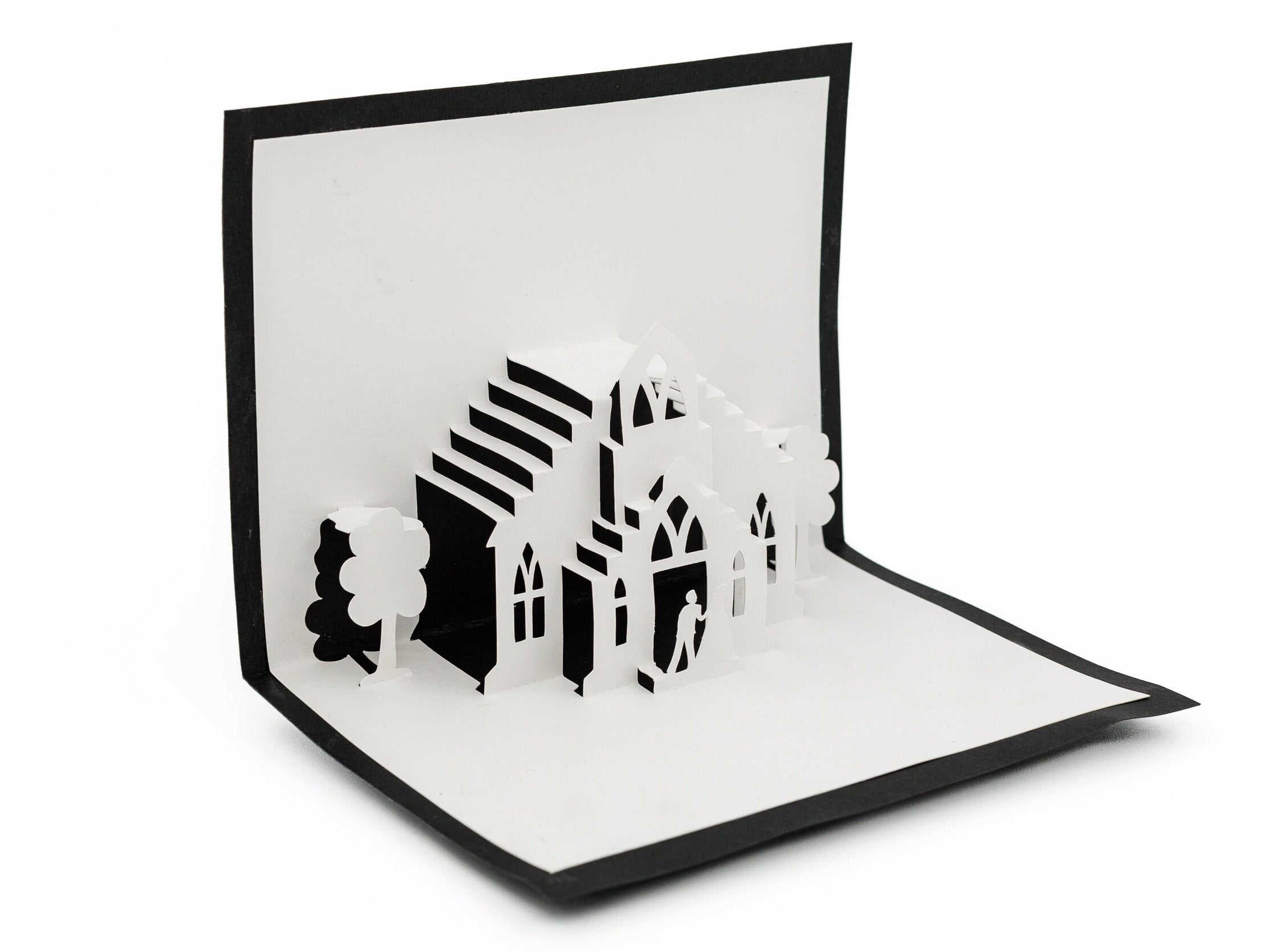 Wedding Chapel Elegant 3D Pop Up Card: Romantic Bride & Groom Greeting for Engagement Bridal Shower