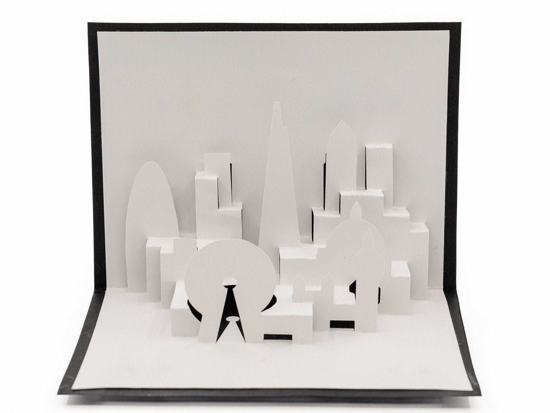 London Skyline 3D Pop-Up Card: Handcrafted Cityscape Art featuring Tower Bridge, St. Paul&