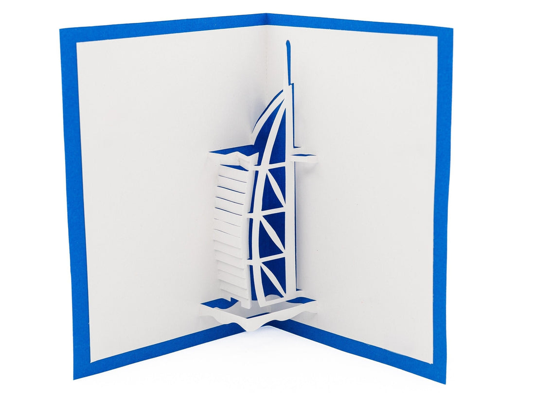 Burj Al Arab Hotel 3D Pop Up Card: Exquisite Dubai Landmark Souvenir & Unique Architectural Gift United Arab Emirates,