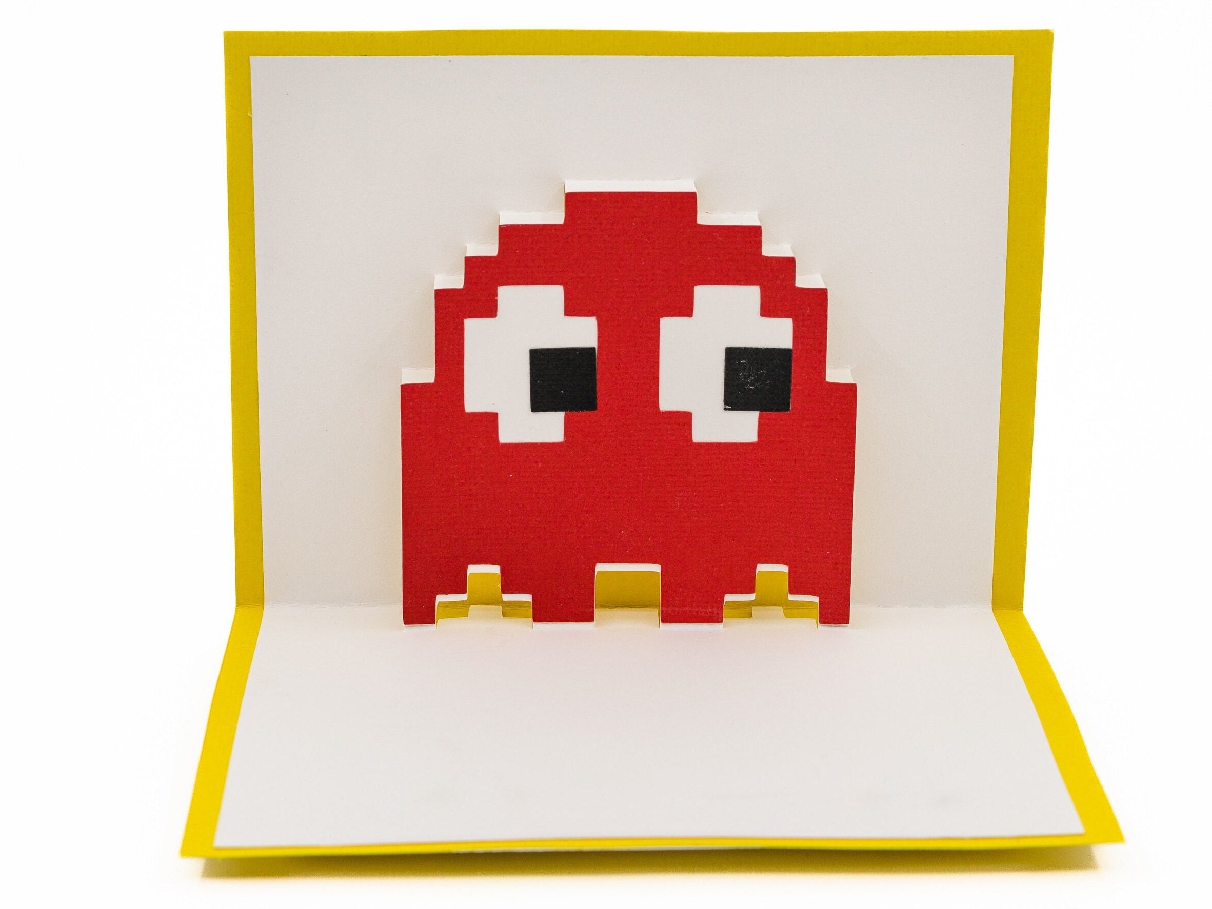 Pac-Man Ghost Retro 3D Pop Up Card: Vintage 8-Bit Gaming Nostalgia for Birthdays & Celebrations