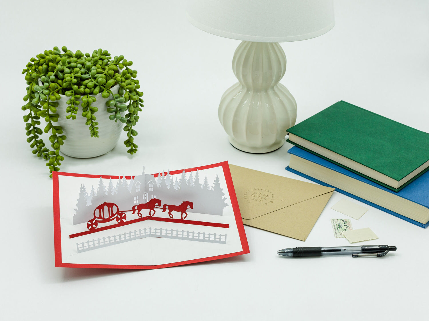 Winter Fairy Tale Pop Up Card: Enchanting 3D Princess Carriage Christmas Greeting & Unique Holiday Gift