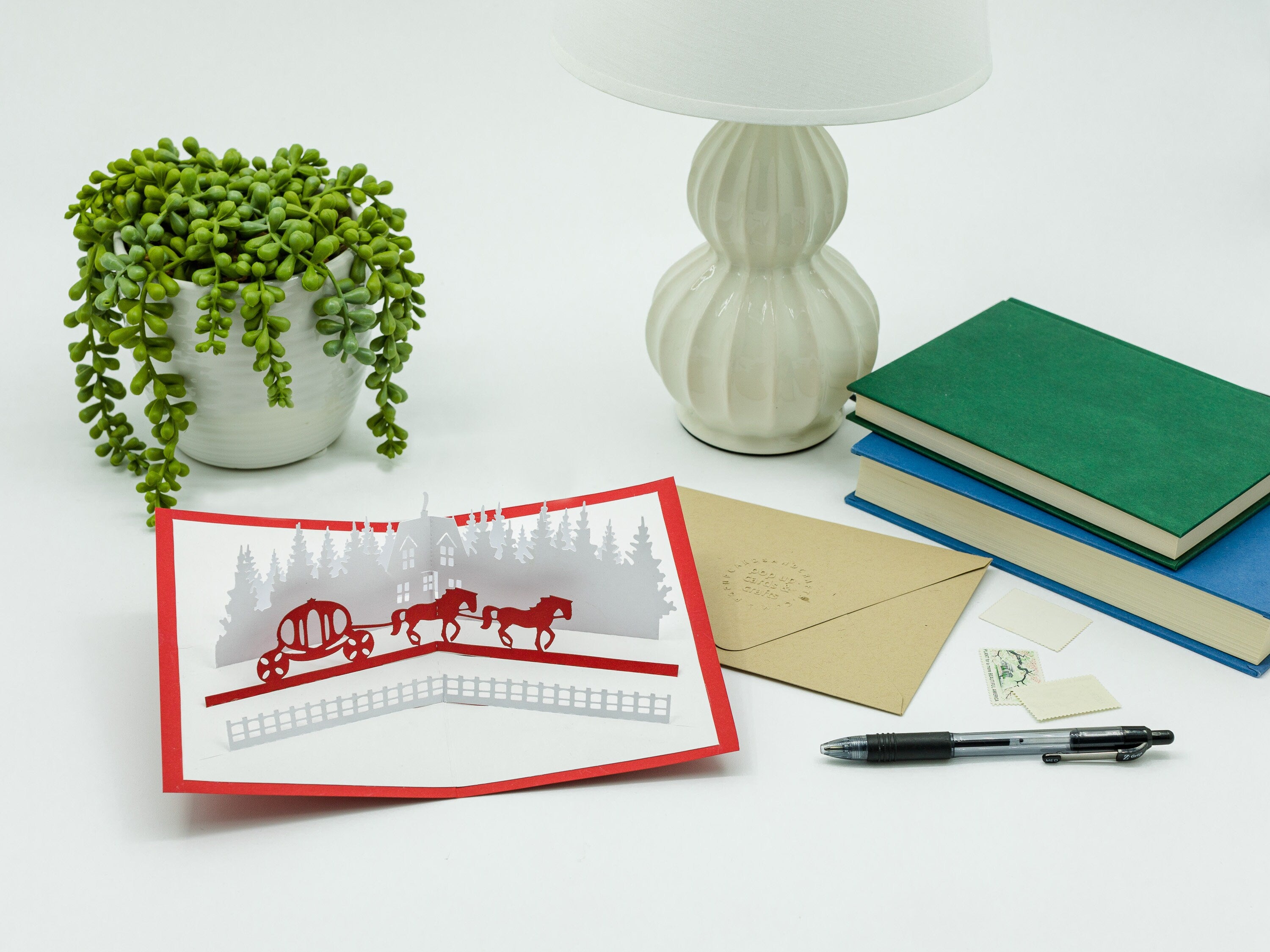 Winter Fairy Tale Pop Up Card: Enchanting 3D Princess Carriage Christmas Greeting & Unique Holiday Gift