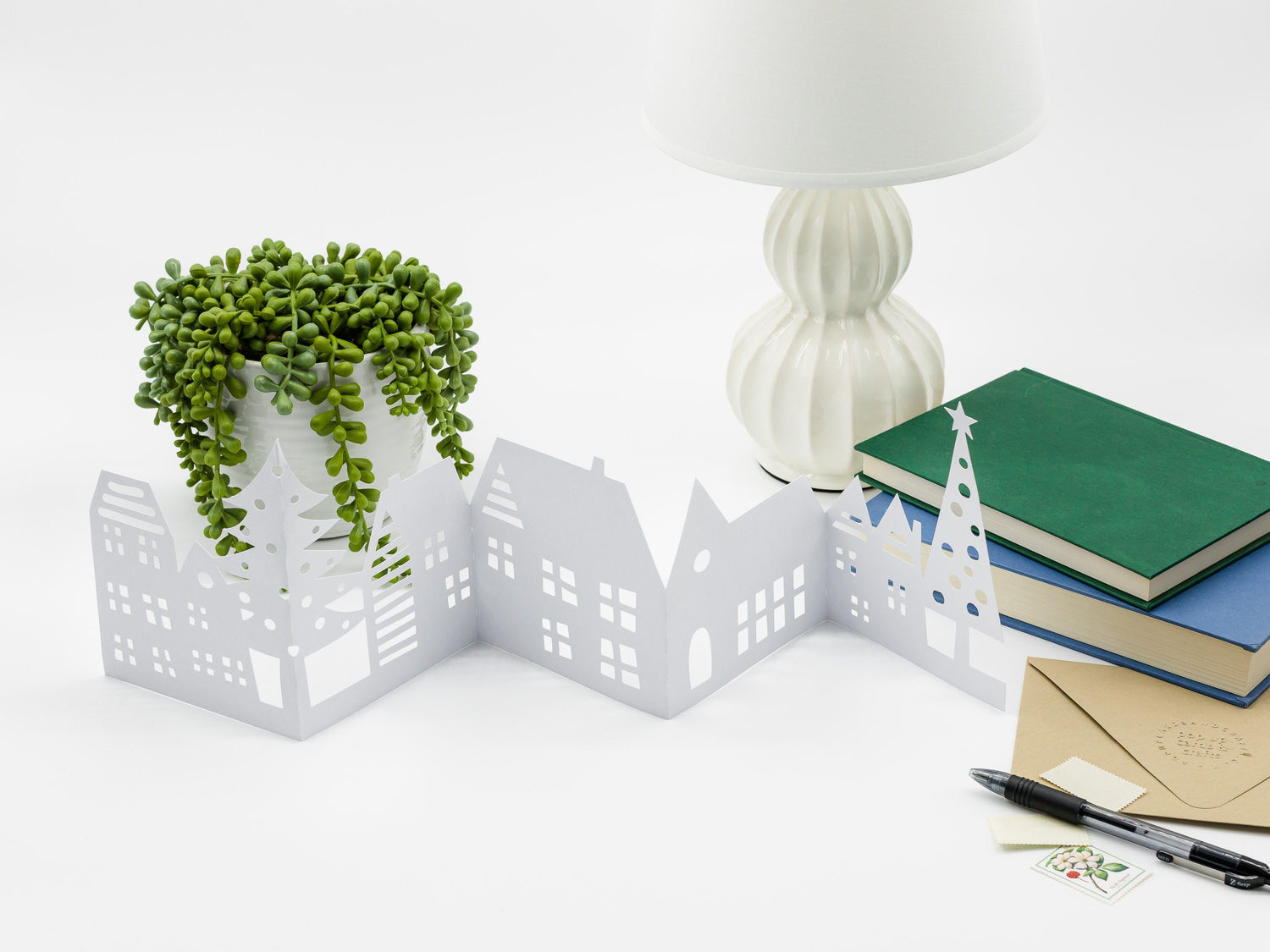 Winter Village Pop Up Enchanting 3D Christmas Card: Handmade Accordion Greeting for Cozy Holiday Scenes