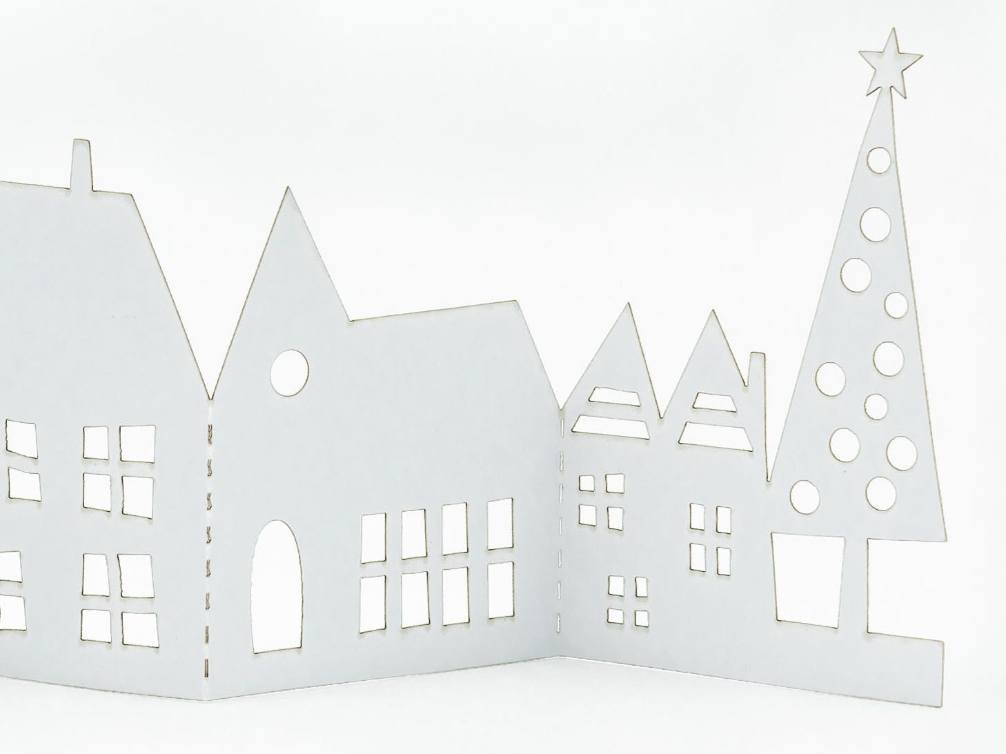 Winter Village 3D Pop Up Mini Christmas Greeting Card Gift Tag: Seasons Greetings Festive Christmas & Unique Holiday Decor