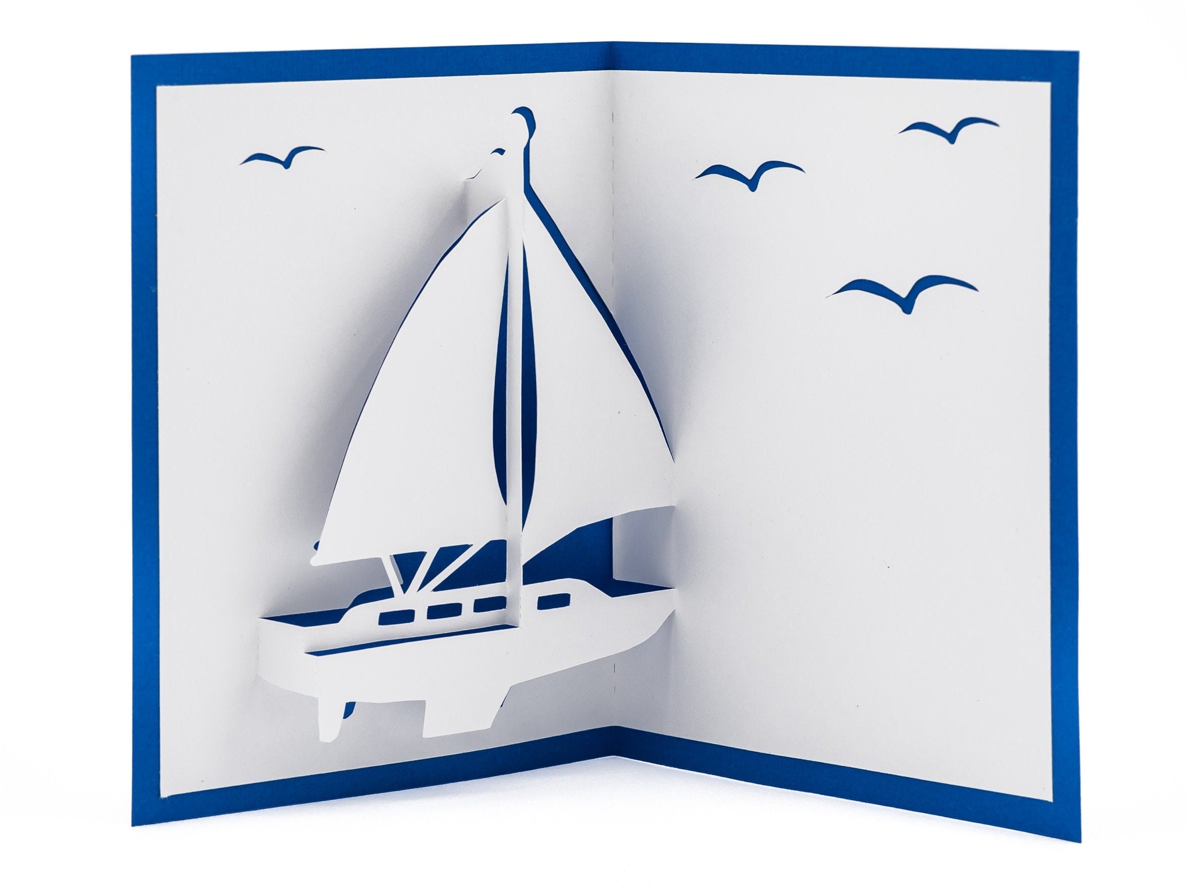 Sailboat 3D Pop Up Card Handmade: Nautical Keepsake for Beach Lovers, Ocean Themed Birthday Greetings