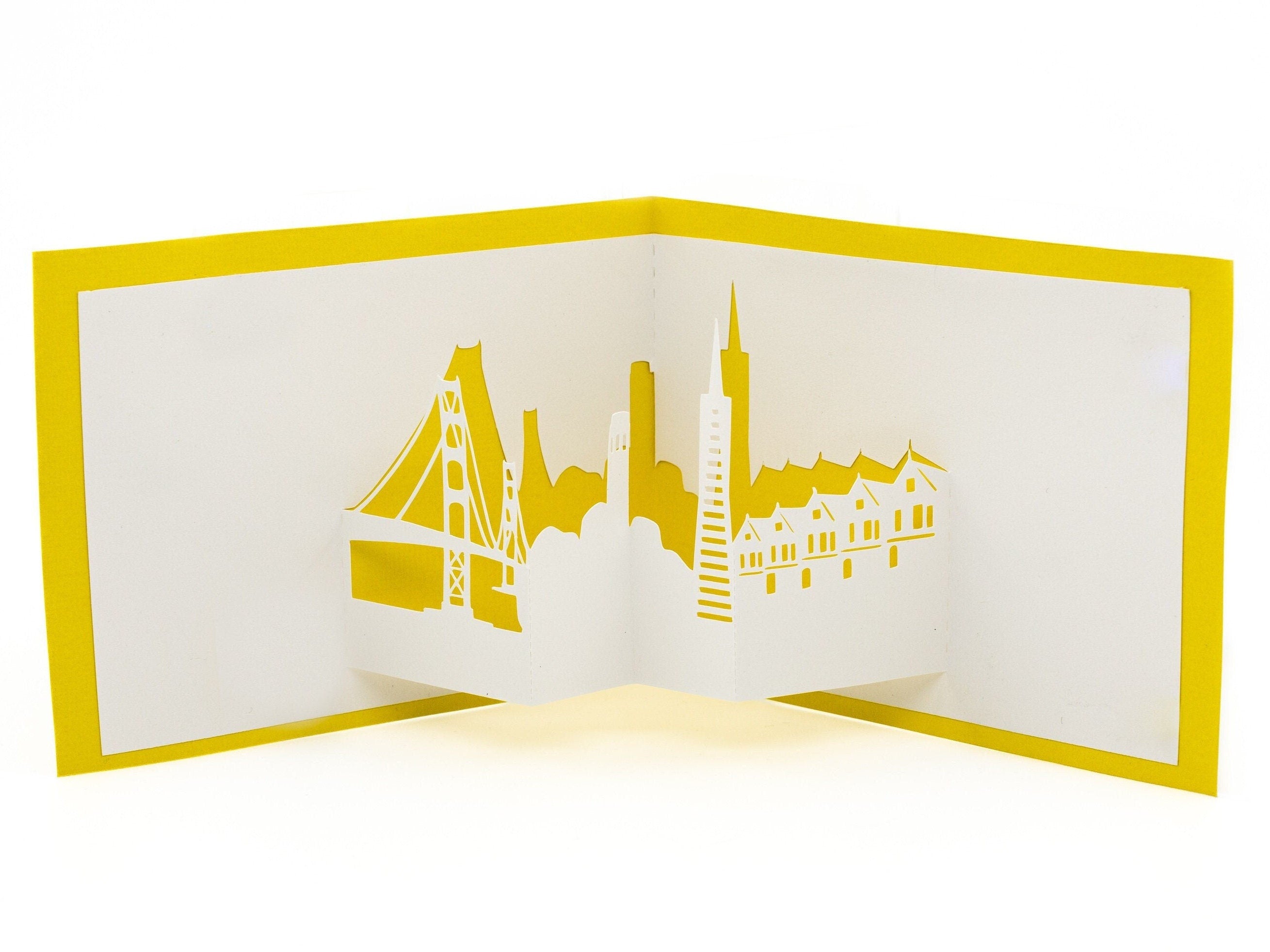 San Francisco Skyline 3D Pop Up Card: Golden Gate Bridge, Transamerica Pyramid, Cityscape Art