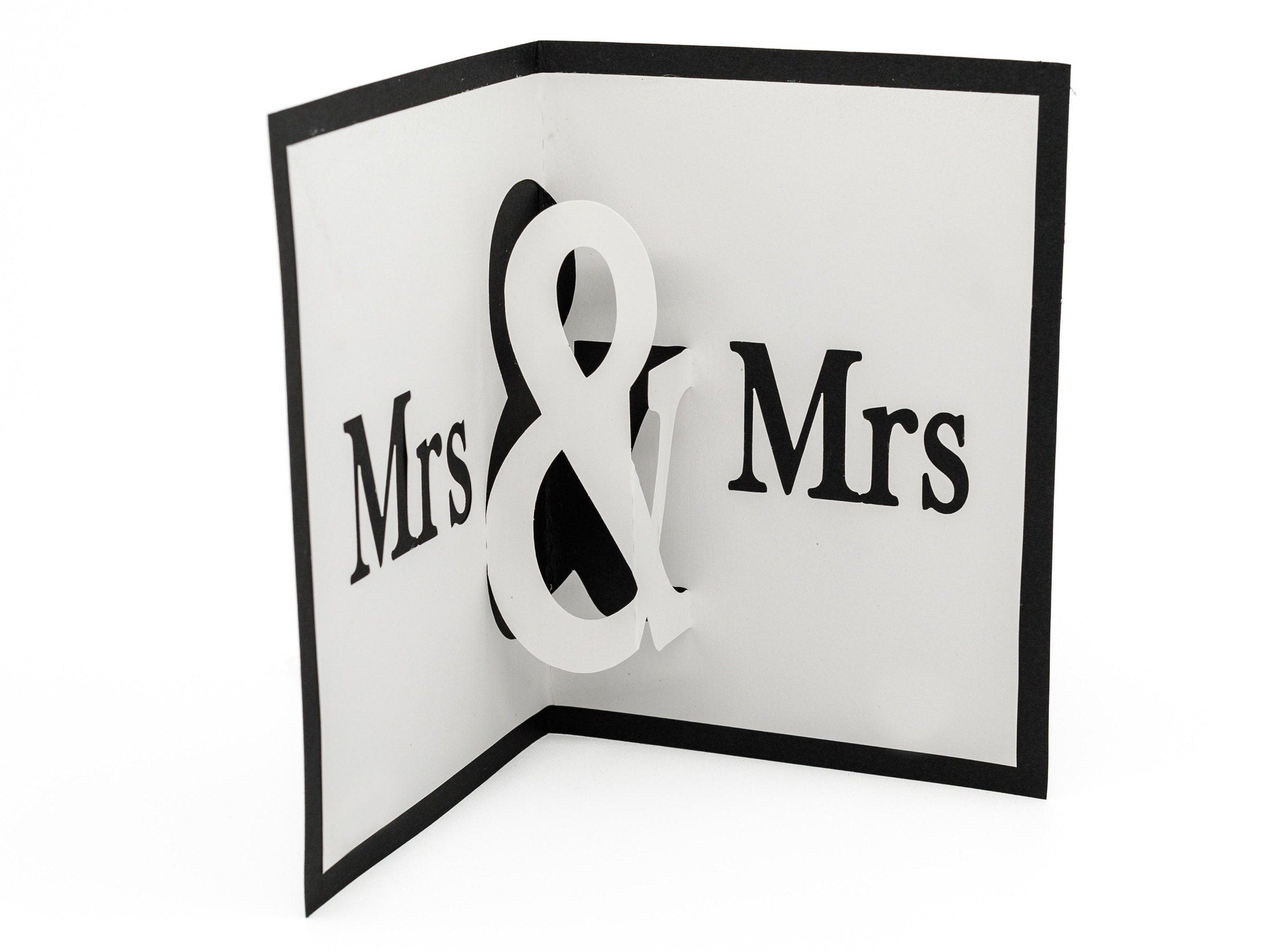 Mrs & Mrs Pop Up Greeting Card: Lesbian Wedding Congratulations, LGBTQ Celebration, Same-Sex Marriage Gift