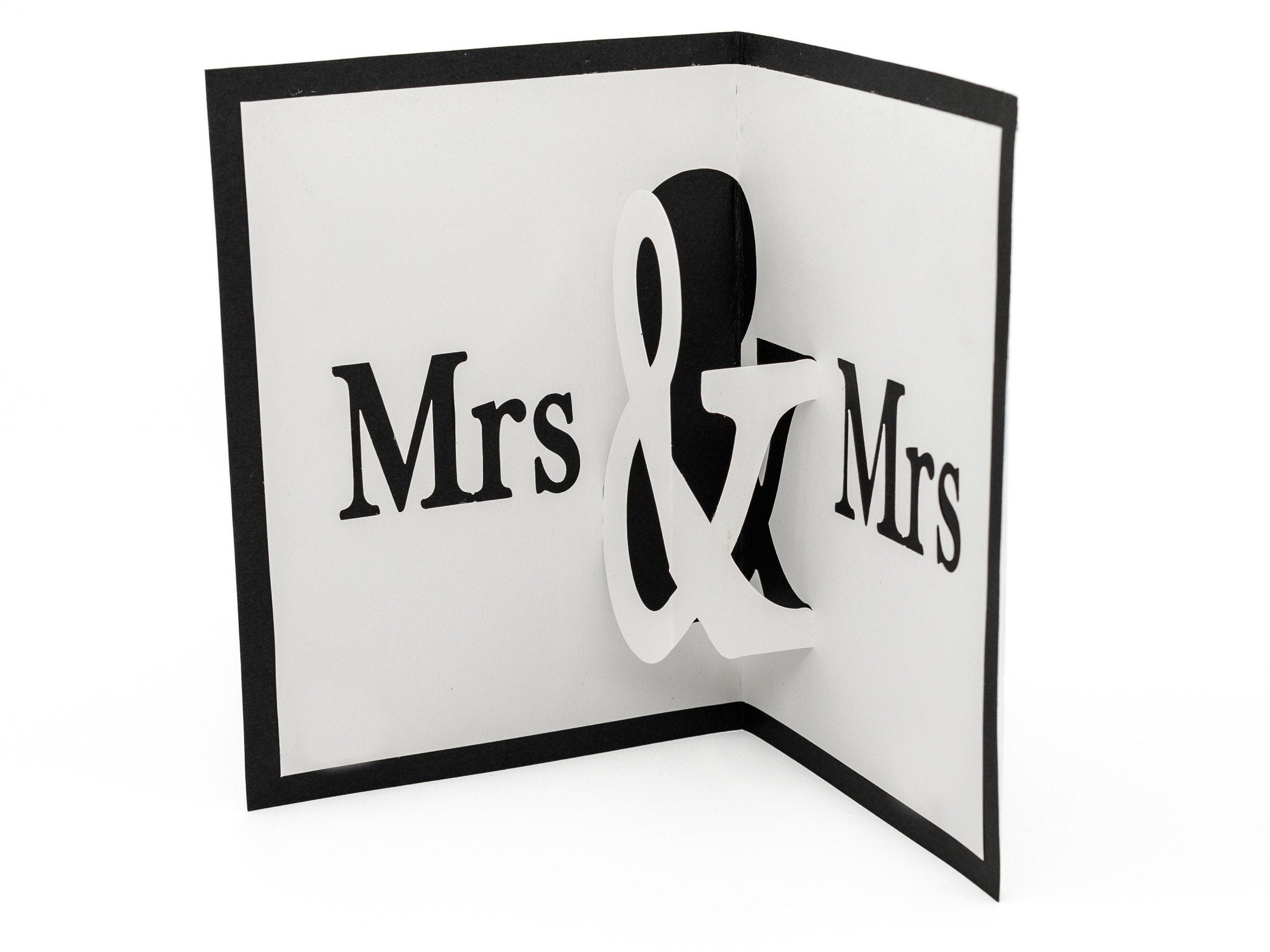 Mrs & Mrs Pop Up Greeting Card: Lesbian Wedding Congratulations, LGBTQ Celebration, Same-Sex Marriage Gift