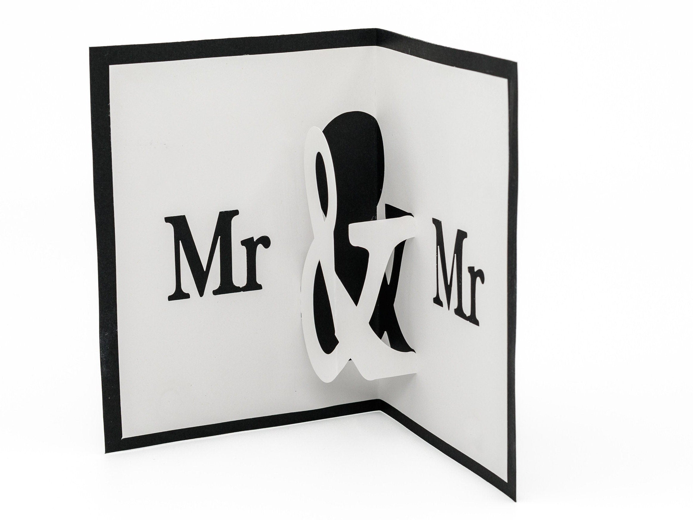 Mr & Mr 3D Pop Up Wedding Card for Gay Couples - Celebratory LGBTQ+ Marriage Greeting Gift for Two Grooms