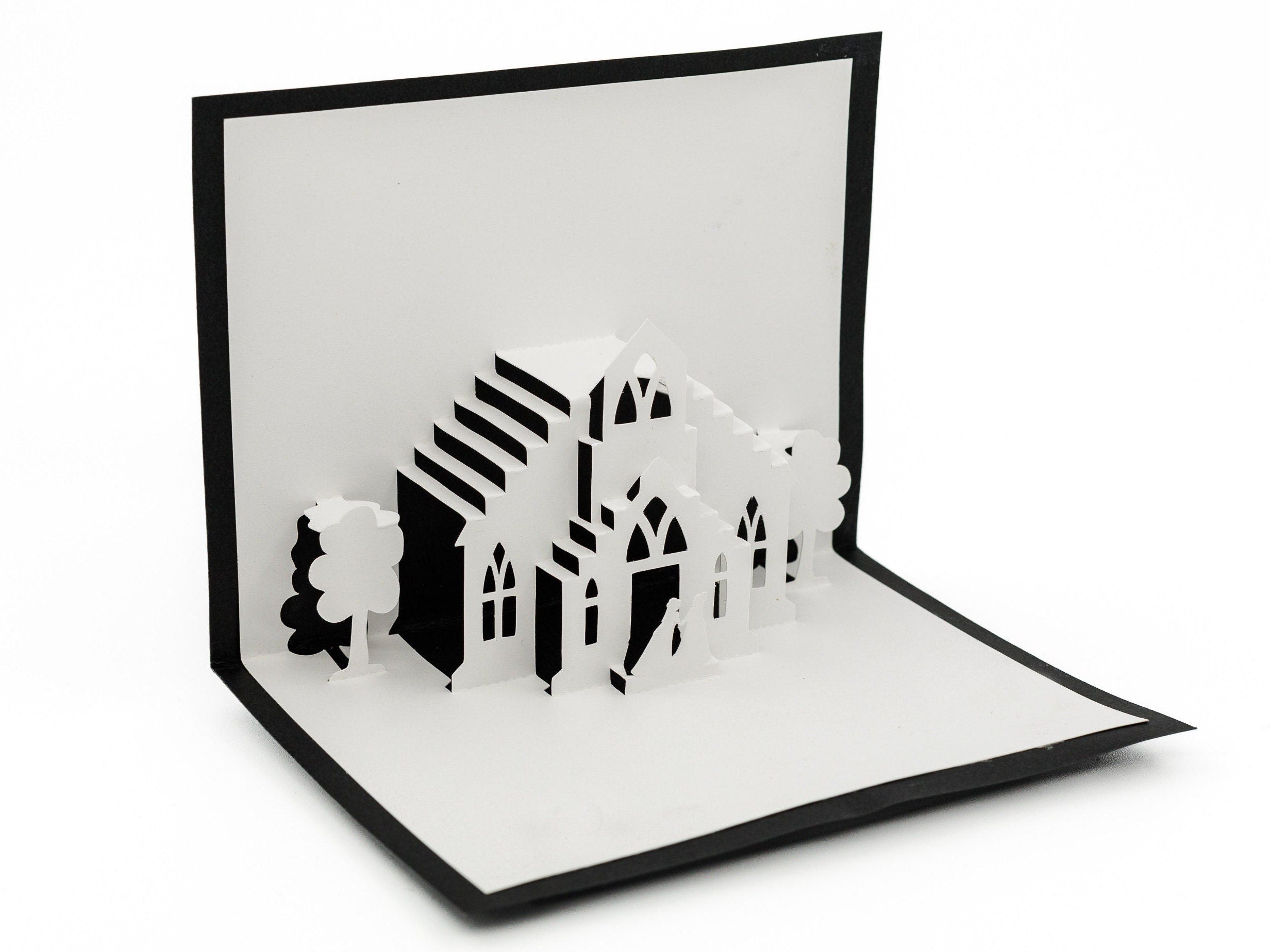 Lesbian Wedding Chapel 3D Pop Up Card - Same-Sex Celebration for Two Brides, LGBTQ+ Engagement Gift