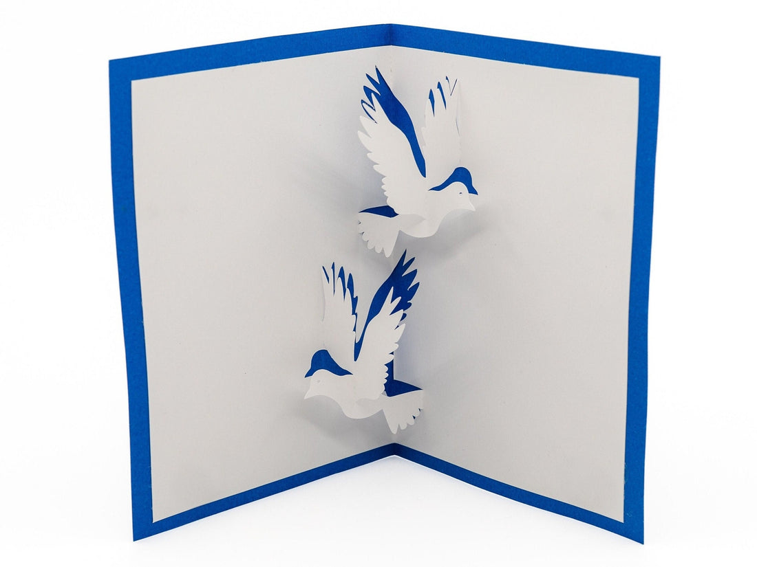 Dove Peaceful 3D Pop Up Greeting Card - Handmade Blank Card Peace Symbol for Sympathy, Baptism, Friendship, Animal Lovers