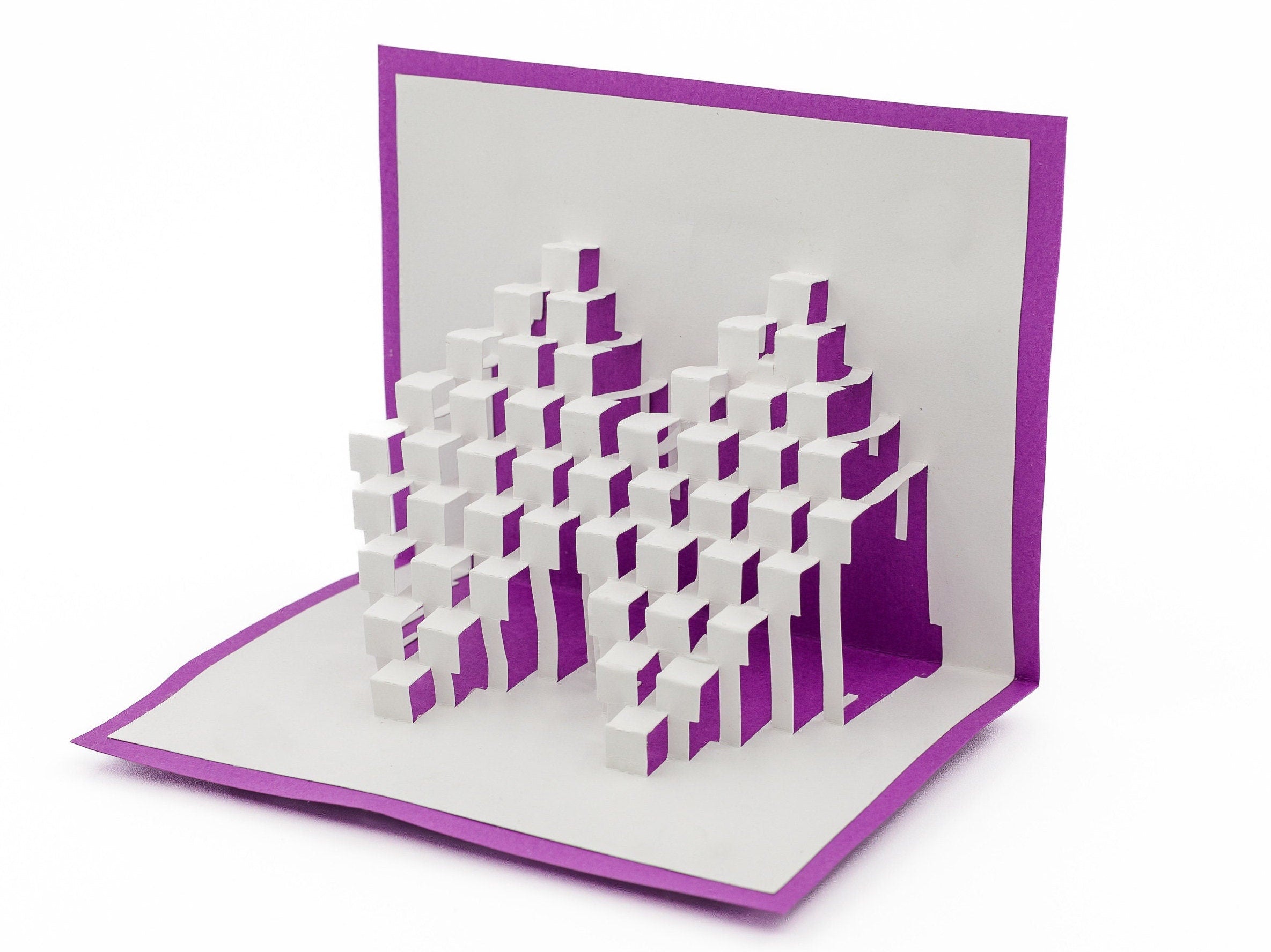 Geometric Kirigami 3D Pop Up Greeting Card Elegant: Handmade Paper Art Sculpture for Unique Greetings & Gifts, Blank Card