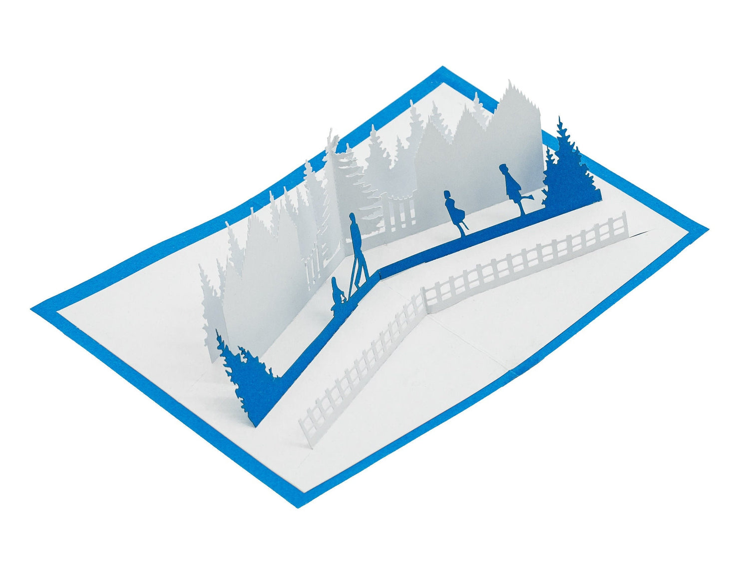 Ice Skating Winter Wonderland 3D Pop Up Christmas Card, Vintage Inspired Holiday Greeting